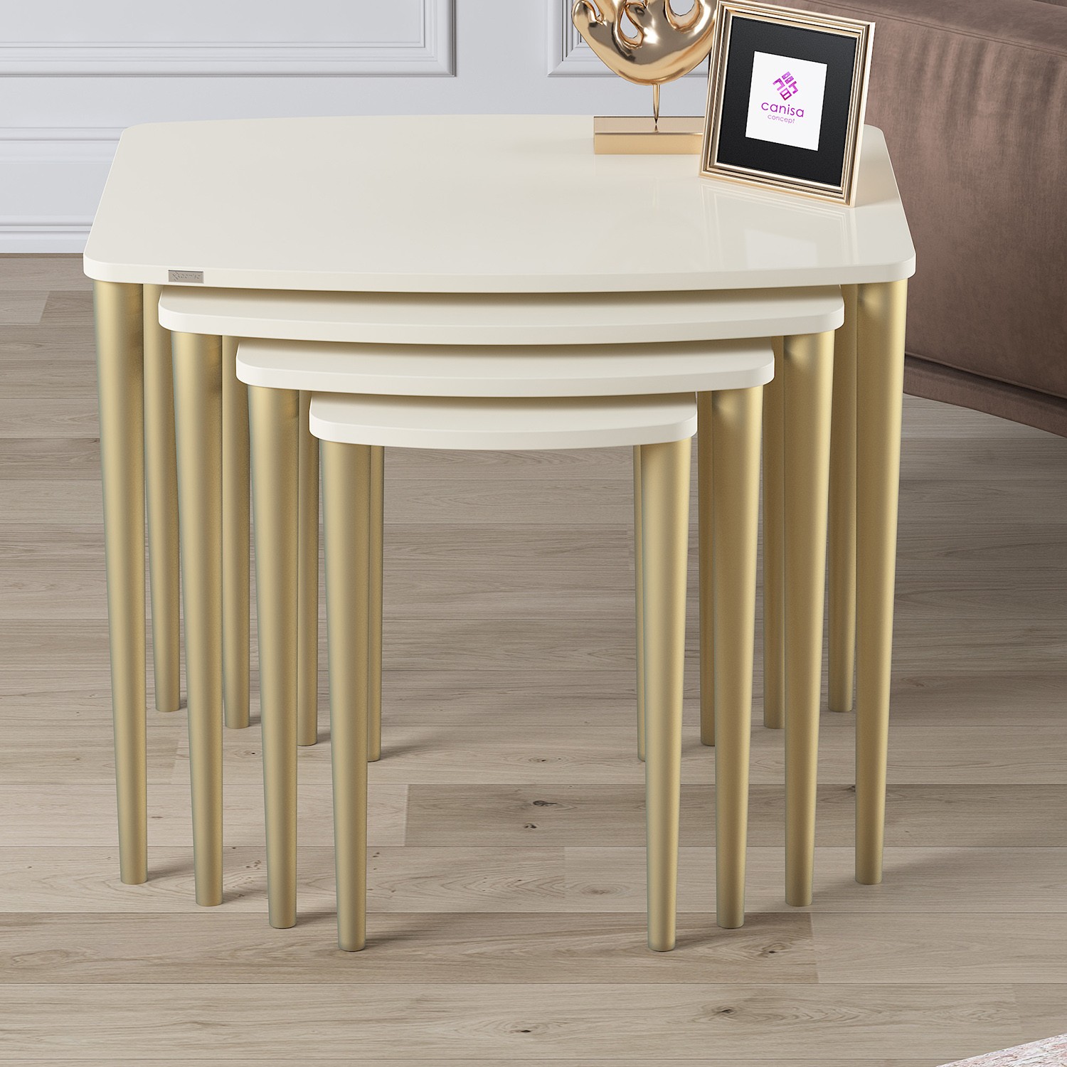 Krem Sehpa Gold Renk Ayak