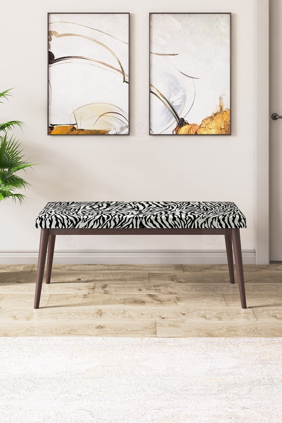Canisa Pera Serisi Bench,gürgen Tam Isleket 1.sınıf Kumaş / Zebra-ceviz