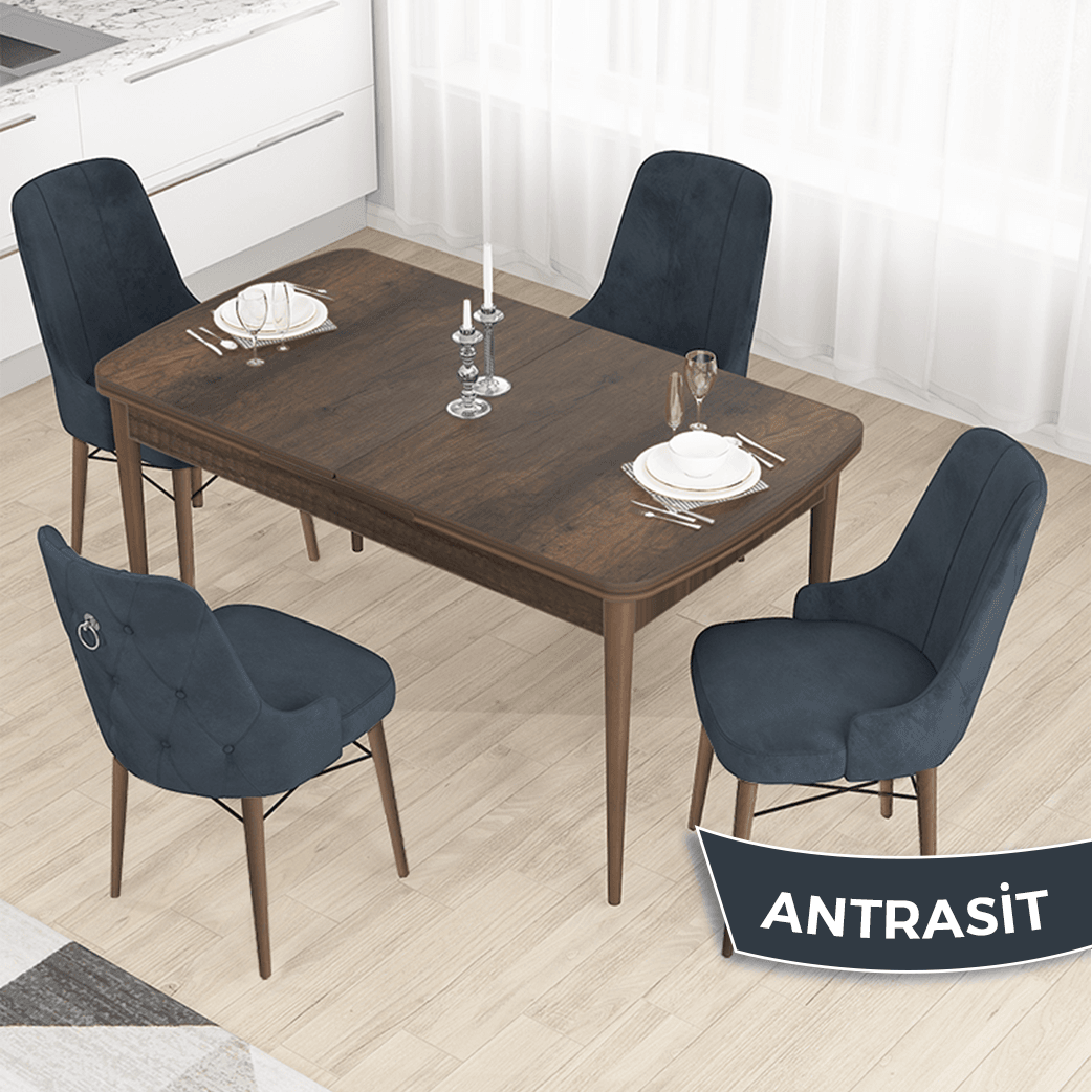 masa barok ahşap sandalyeler antrasit