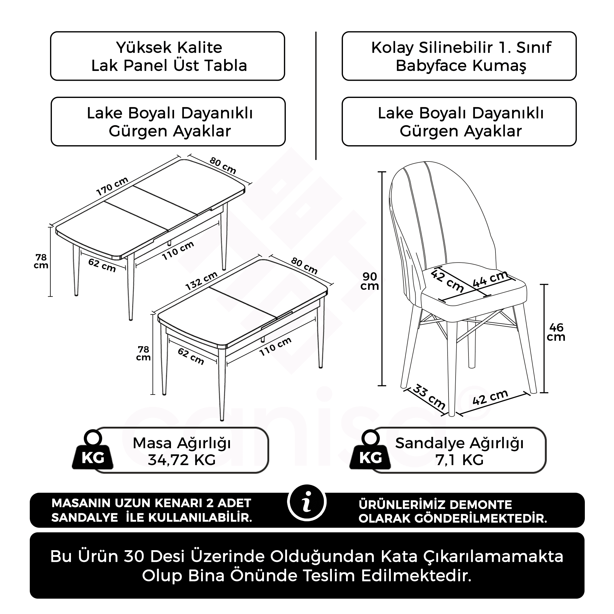 Gale Serisi 80x132 Açılabilir Lak Panel Beyaz Mermer Desen Mutfak Masa Takımı 4 Sandalye