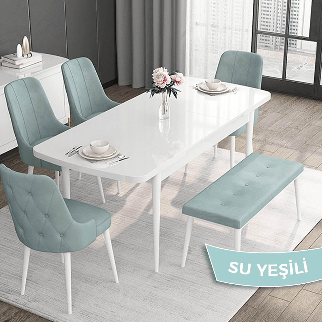 Sandalye su yeşili Renk Masa Beyaz