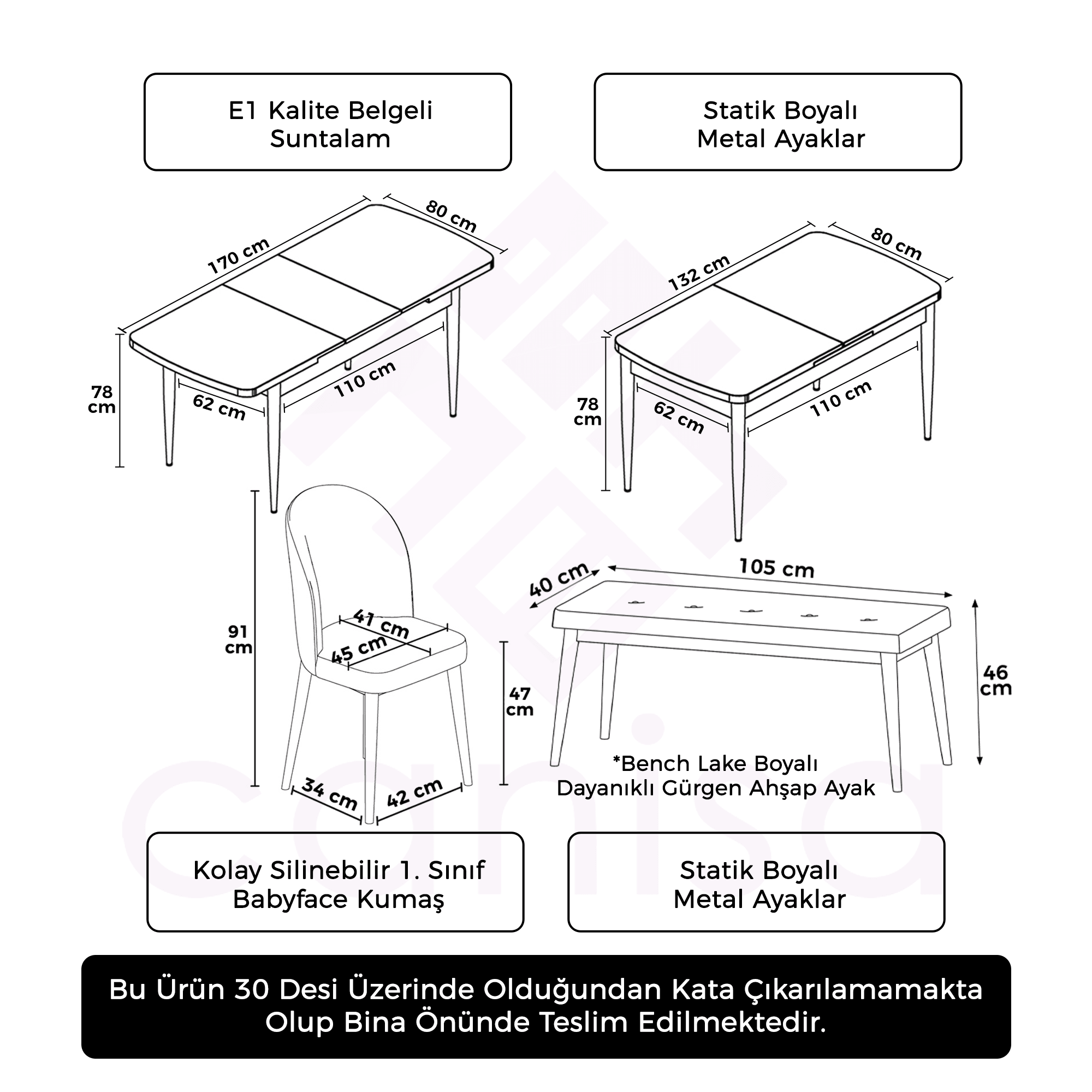 Roe Serisi 80x132 Açılabilir Beyaz Masa Kahverengi Ayak Masa Takımı Ve 4 Sandalye
