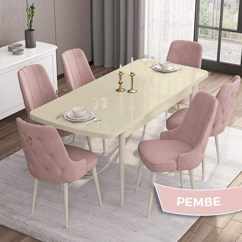 masa krem sandalye pembe