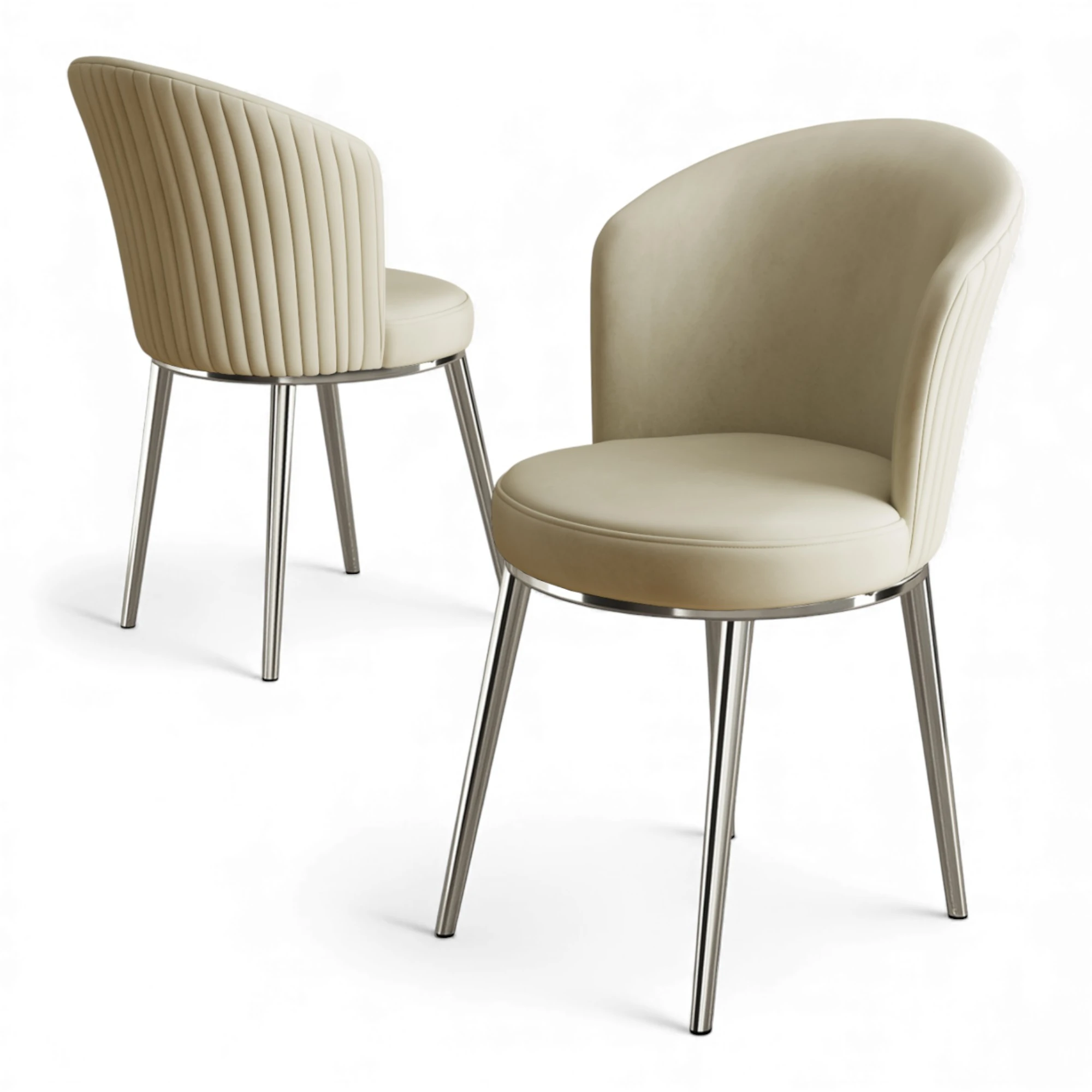 Krem Sandalye Krom Ayak