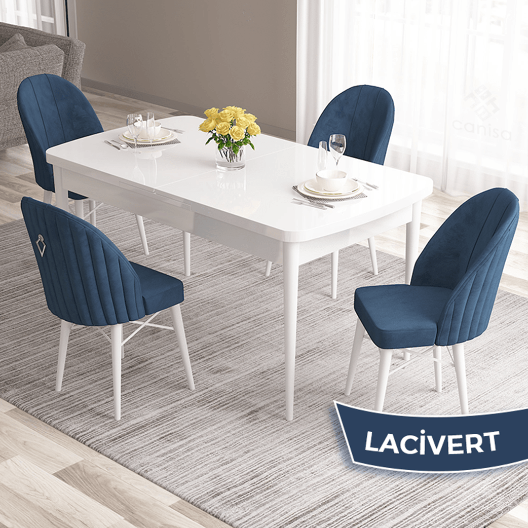 Lacivert Sandalye Beyaz Masa