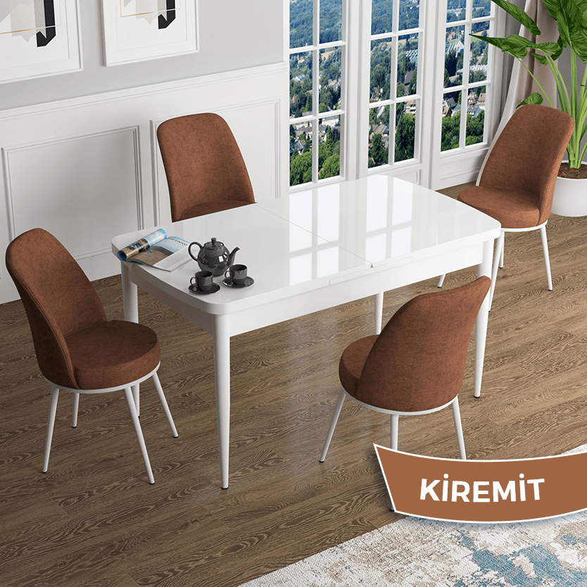 Beyaz Masa Kiremit Sandalye