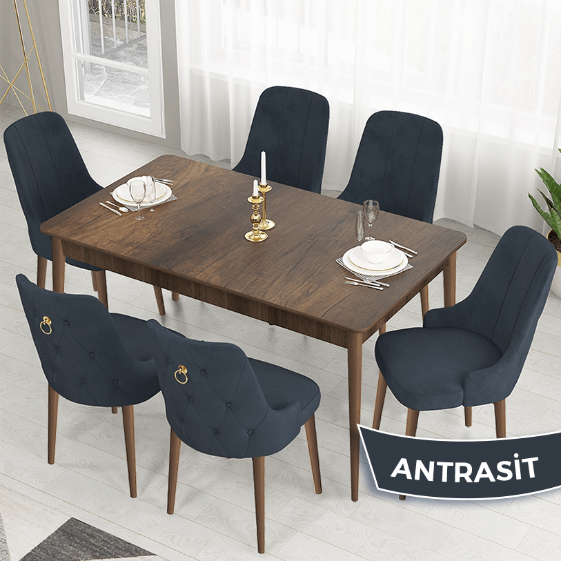 Antrasi̇t  Sandalye Barok Ahşap Desen Masa