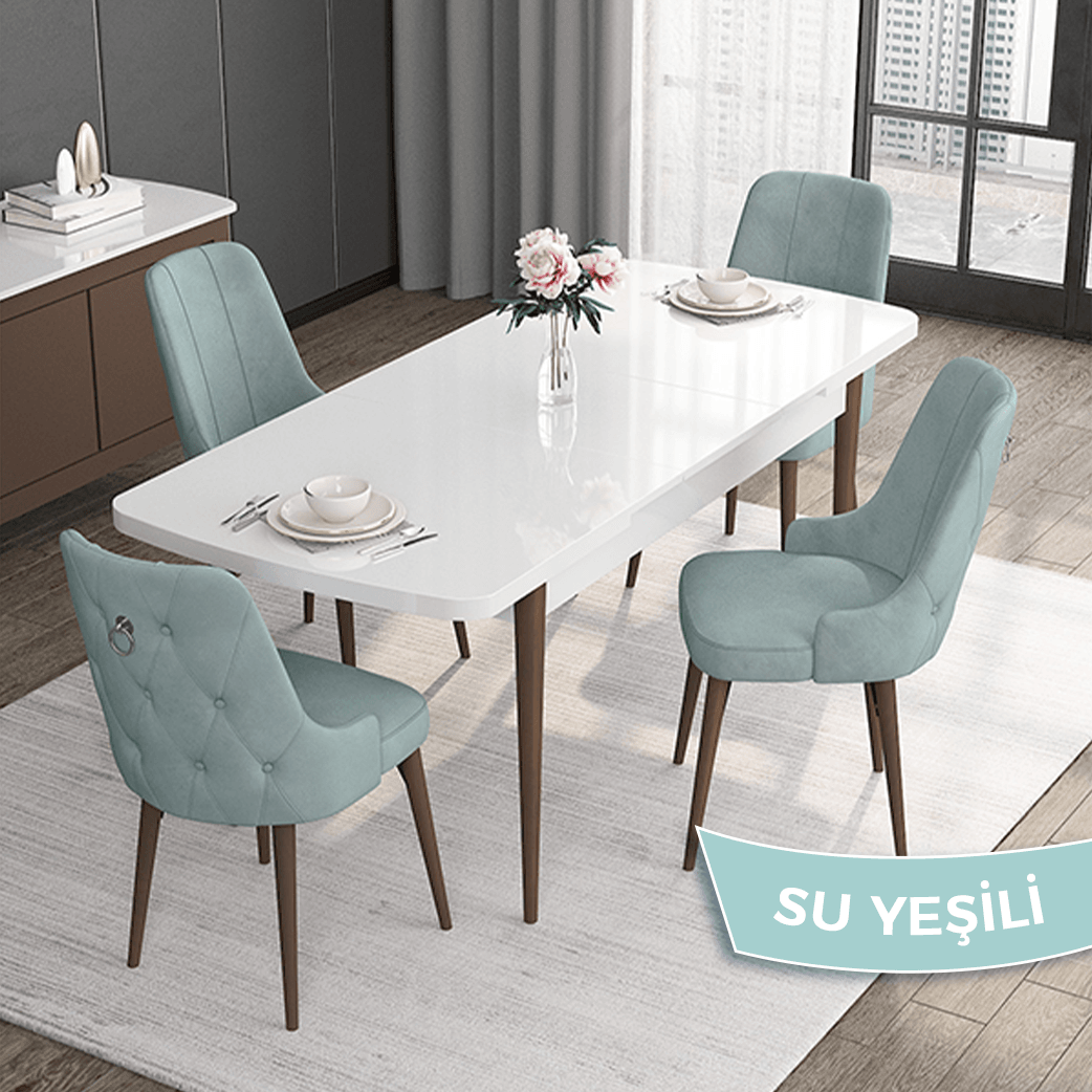 Sandalye su yeşili Renk Masa Beyaz