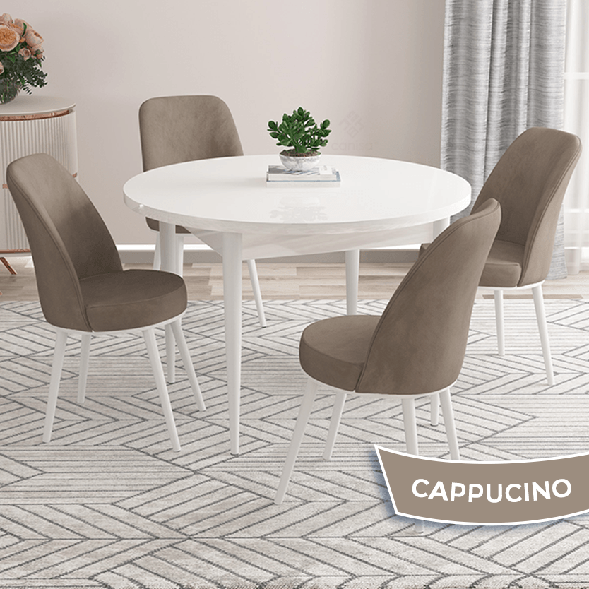 masa beyaz sandalyeler cappucıno