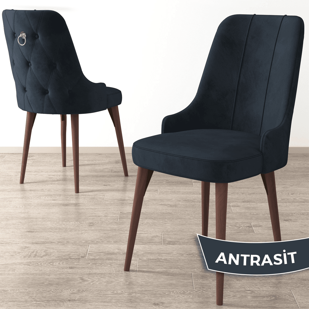 Noa Serisi 80x132 Mdf Açılabilir Gümüş Halka Barok Ahşap Desen Masa Takımı Ve 4 Sandalye
