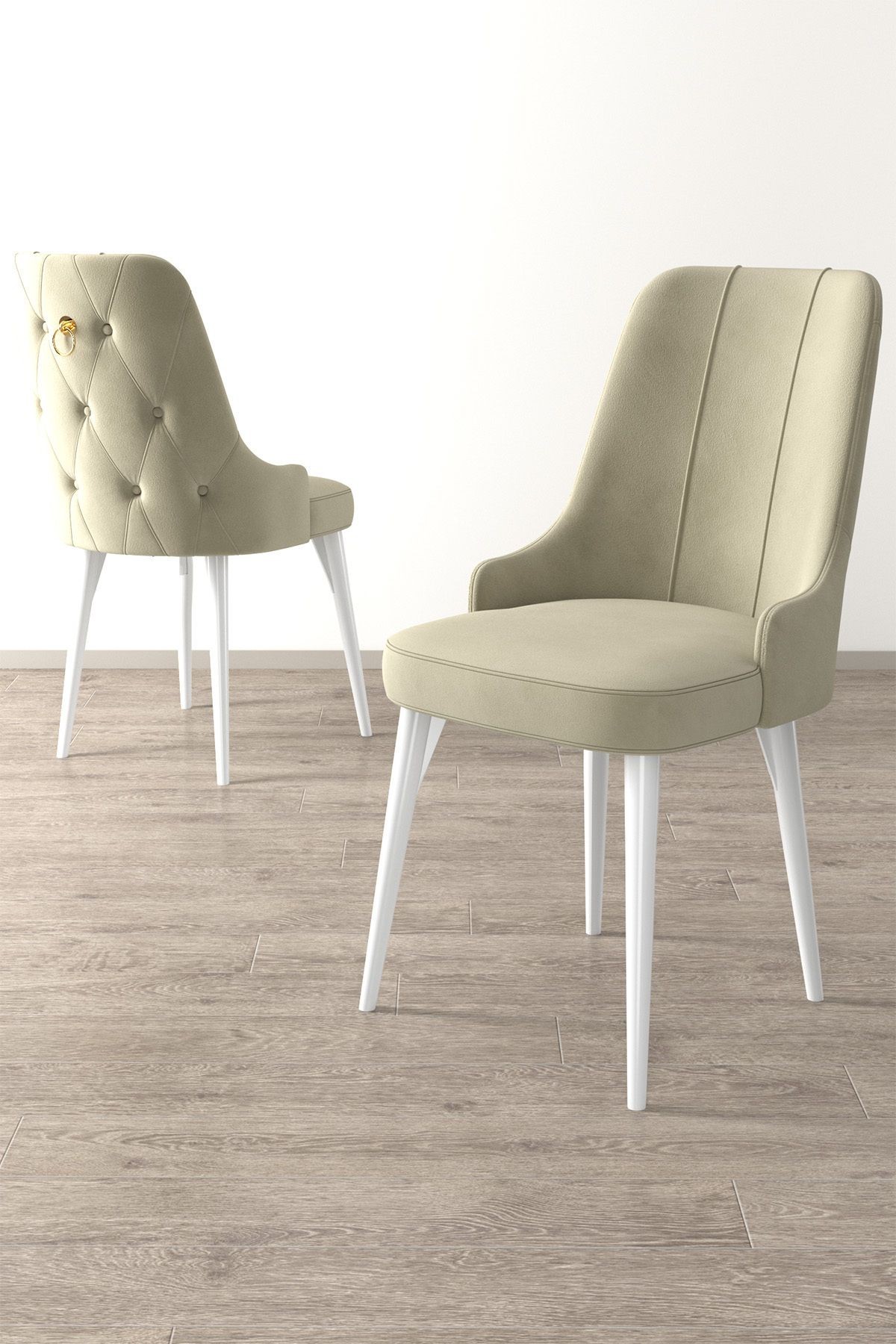 Lav Serisi 80x130 Sabit Beyaz Masa Takımı Ve 6 Sandalye