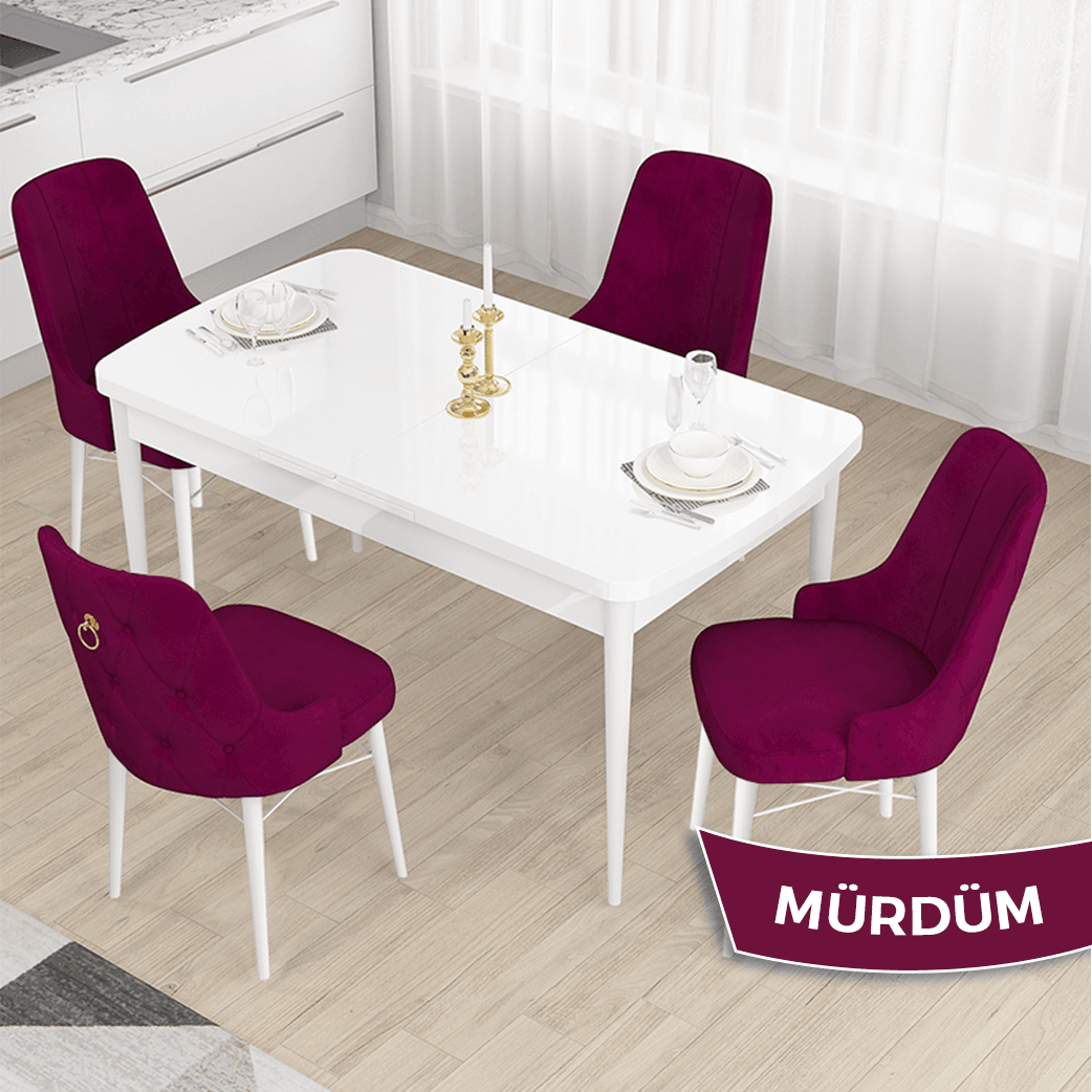 Beyaz Masa  mürdümm Sandalye