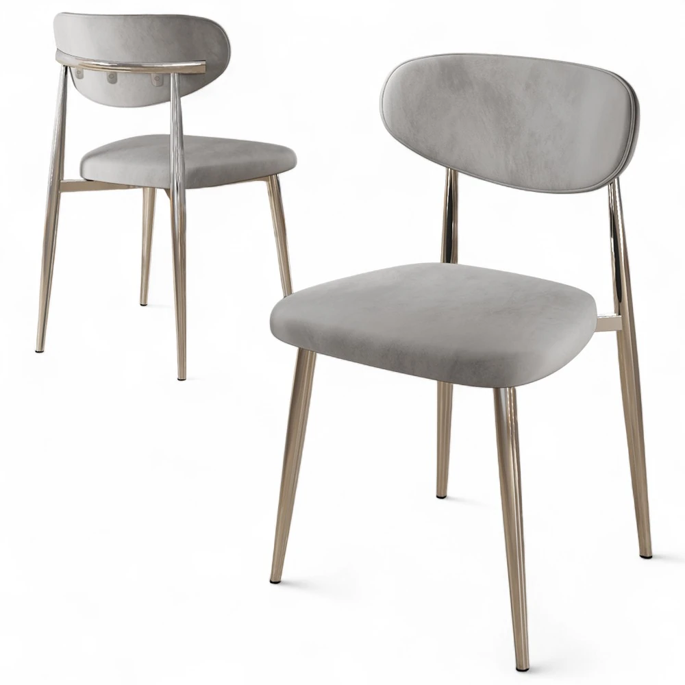 Gri Sandalye Krom Ayak