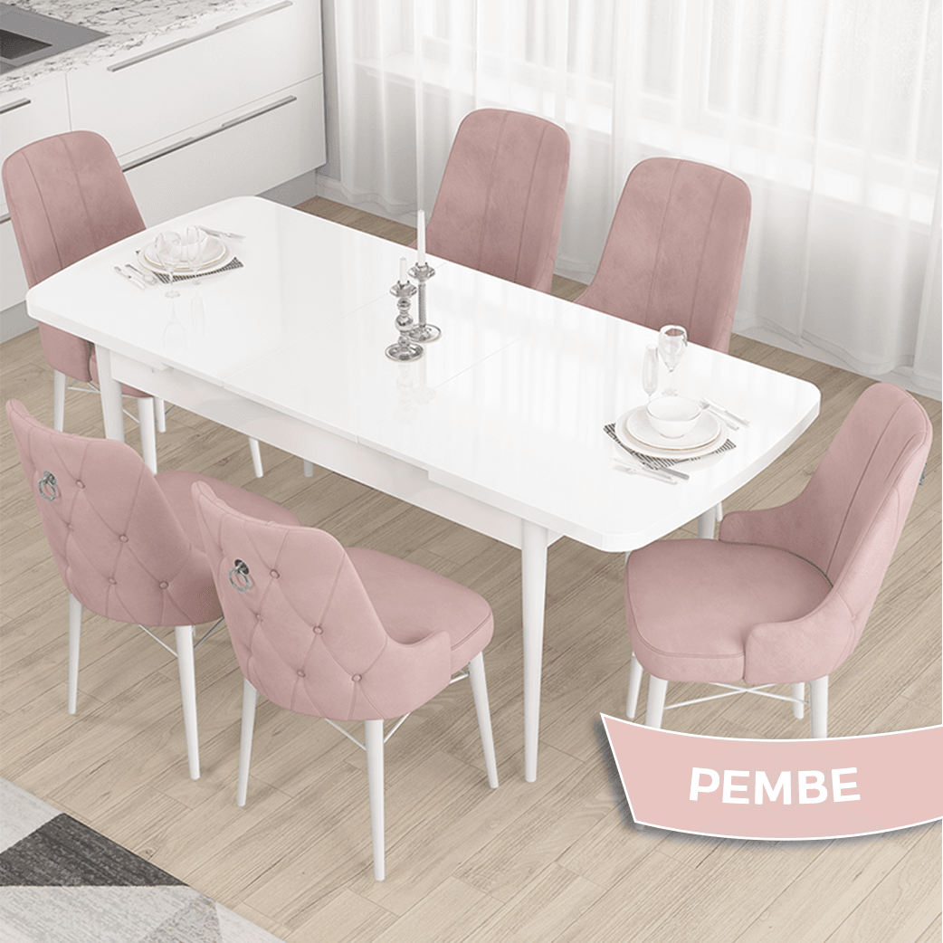 Sandalye Pembe Renk Masa Beyaz