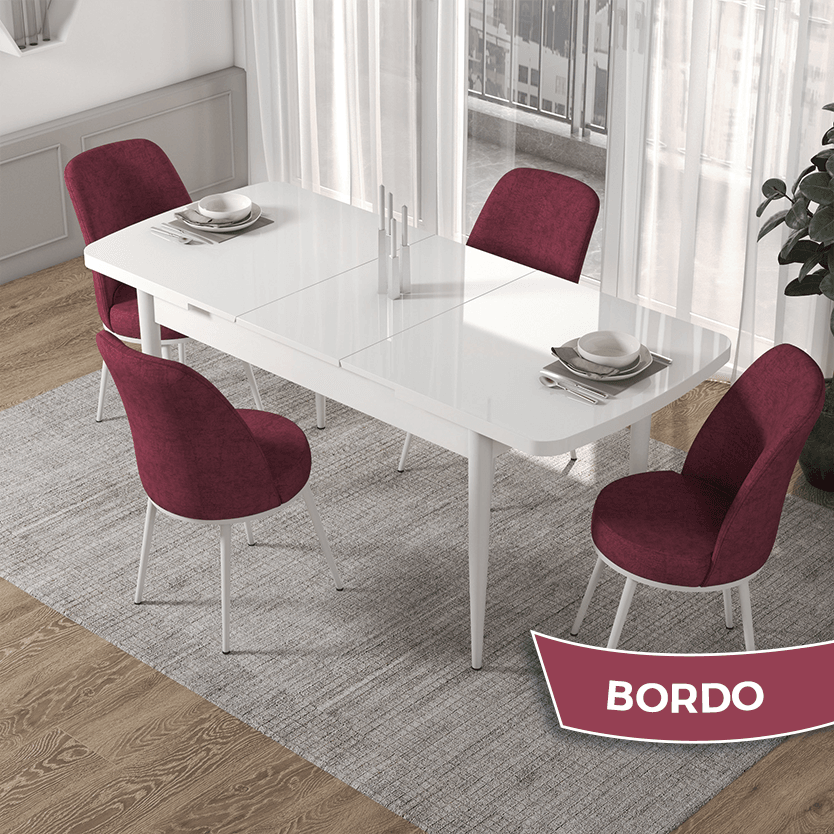 Bordo Renk Sandalye Kahverengi Metal Ayak