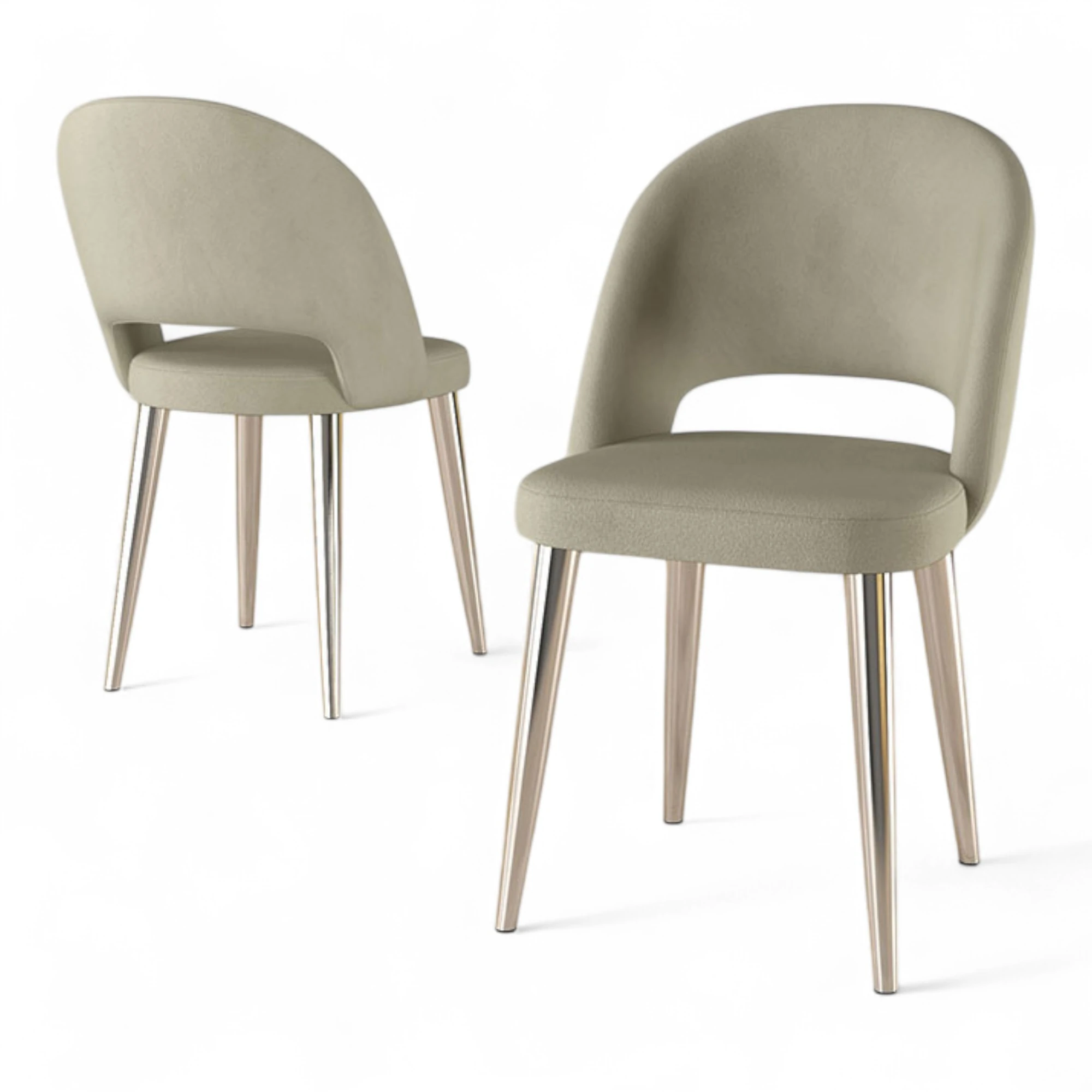 Krem Sandalye Krom Ayak