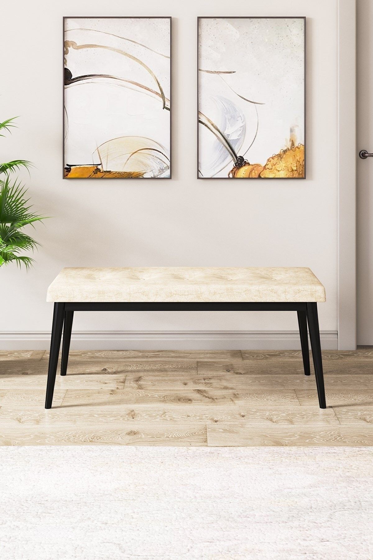 Eva Serisi 80x132 Açılabilir Mdf Siyah Mermer Desen Masa Takımı 4 Sandalye Ve 1 Bench