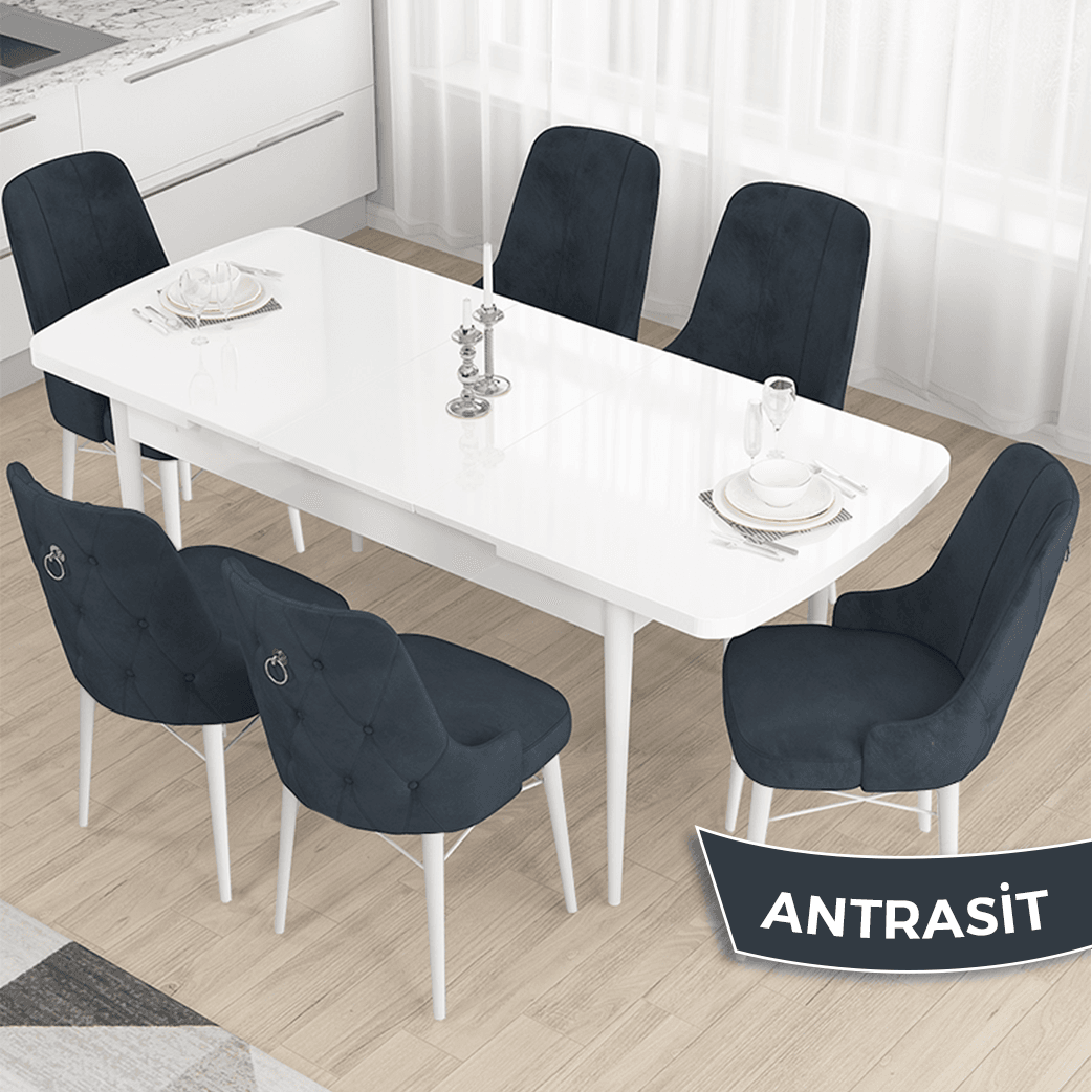 Beyaz Masa Antrasitt Sandalye