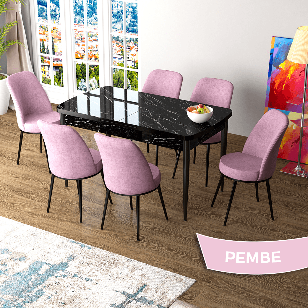 masa si̇yah sandalyeler pembe