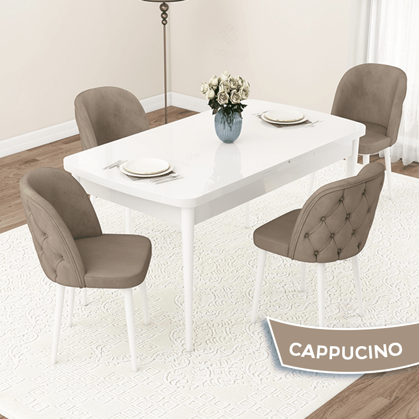 beyaz masa sandalye cappucino