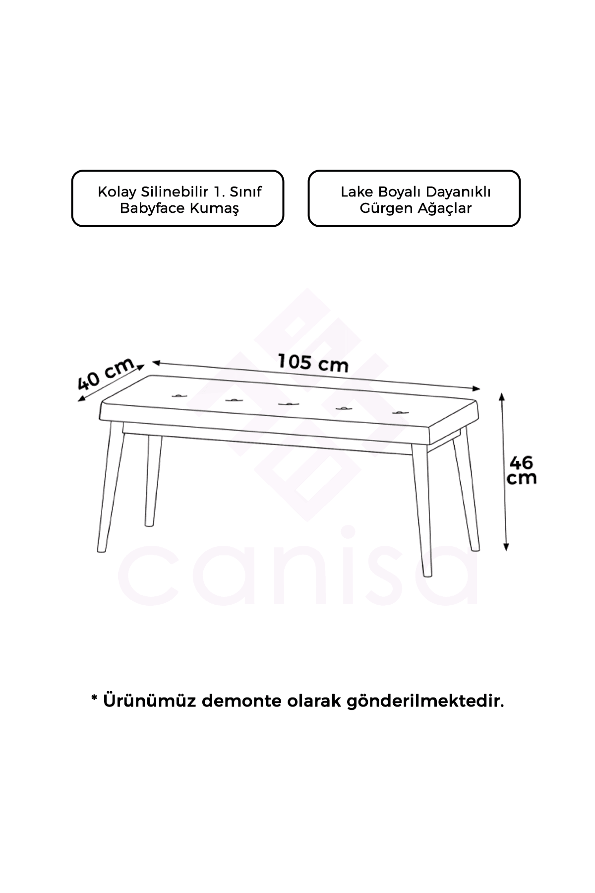 Arwen Serisi Bench ,Gürgen Tam Iskelet, 1.sınıf Babyface Kumaş , Beyaz Ayak