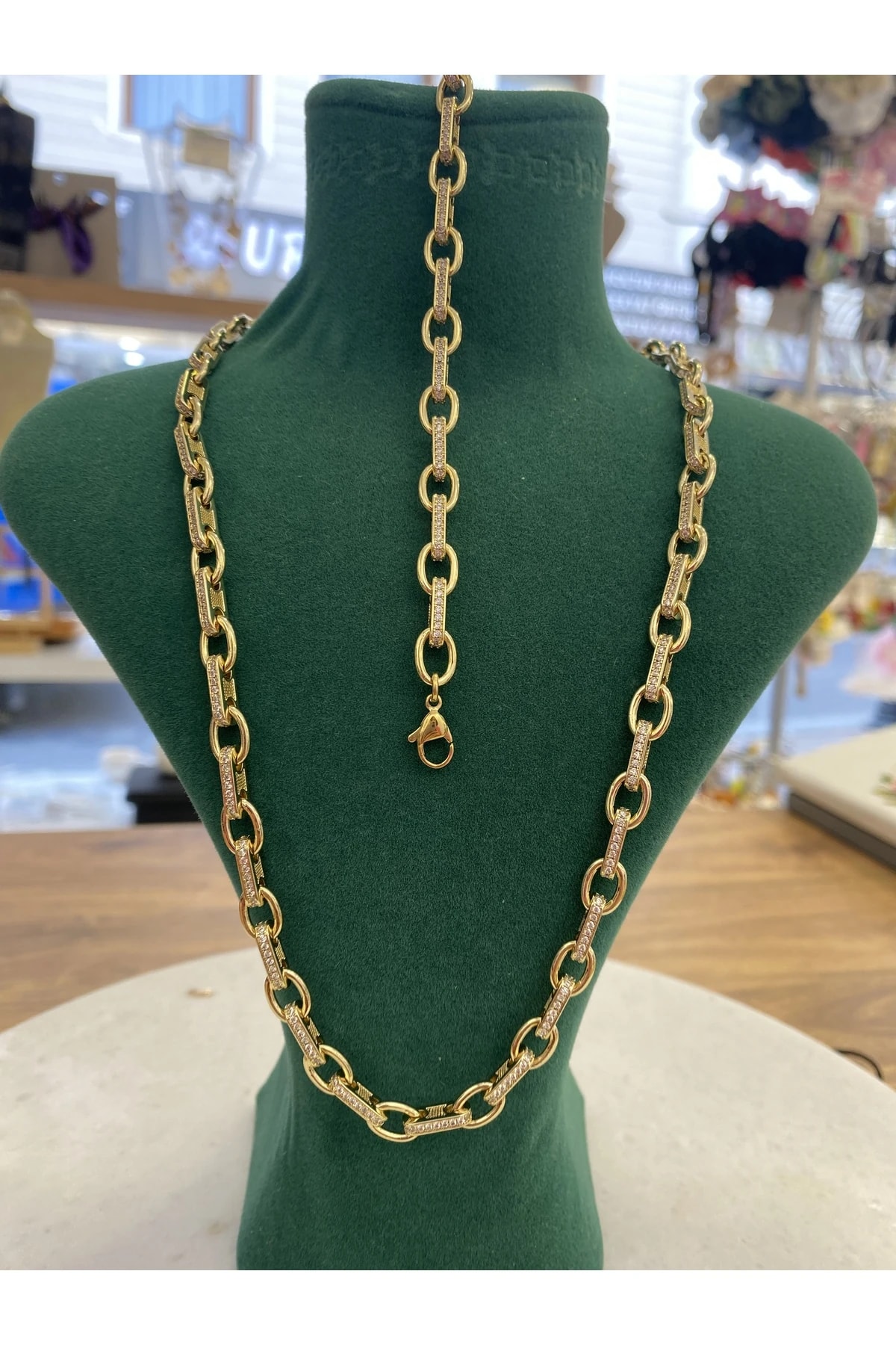 14K XUPİNG ZİRKON TAŞLI SET KOLYE BİLEKLİK