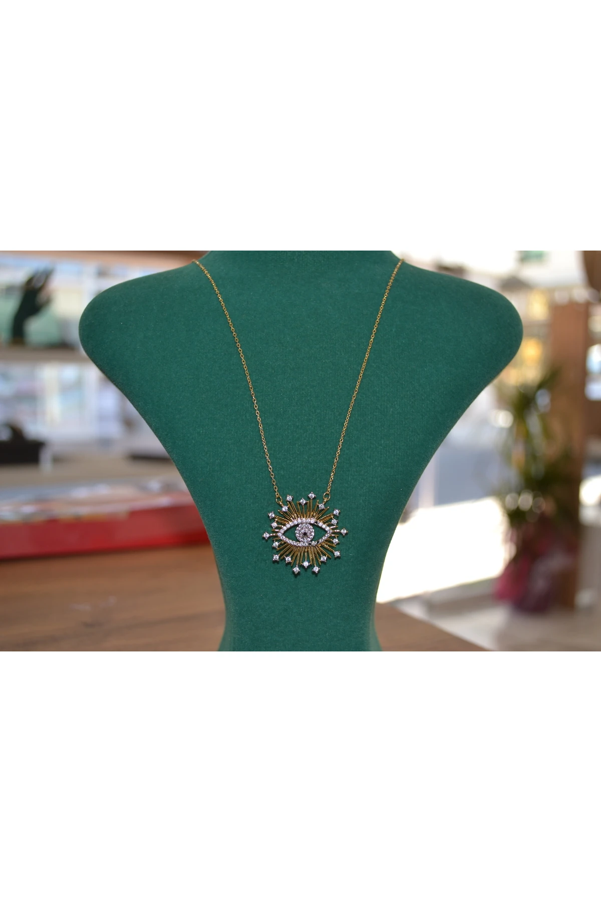 Golden Eye Zirkon Celik Kolye