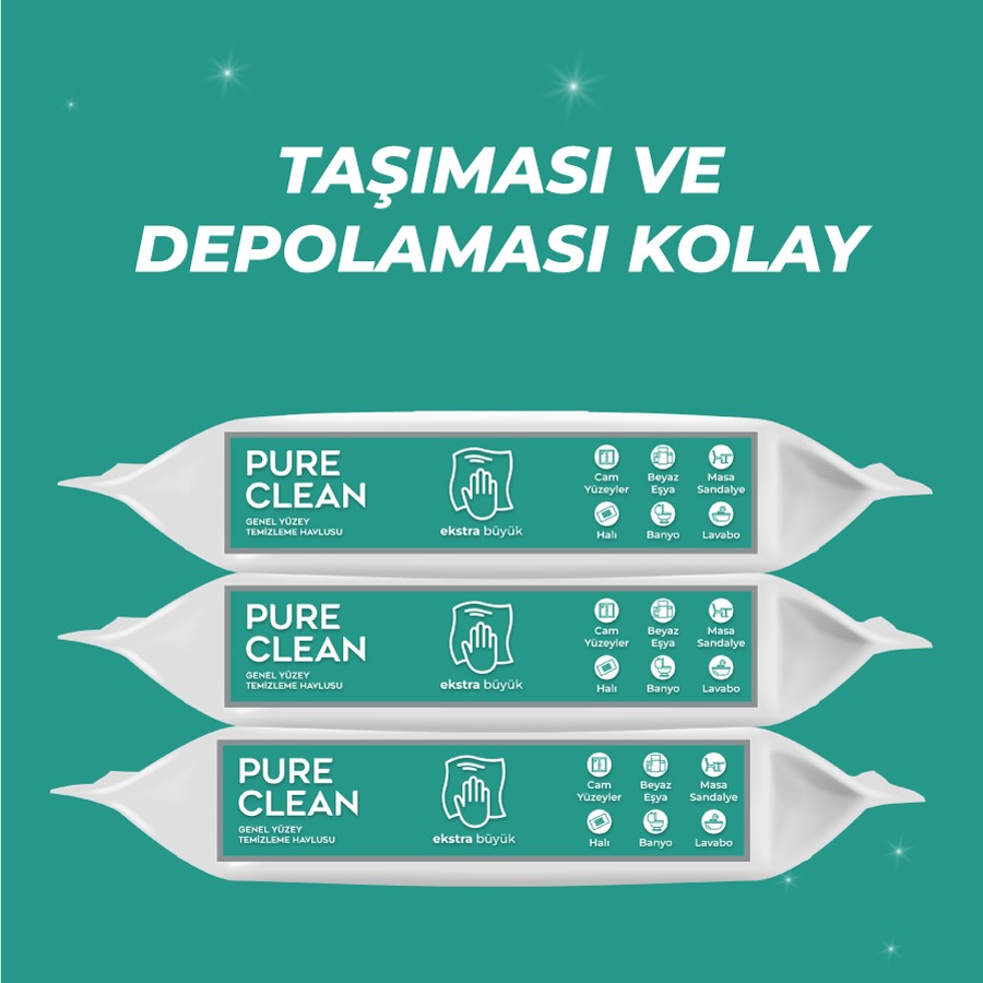 LOLE'S YÜZEY TEMİZLİK HAVLUSU - PURE CLEAN Beyaz Sabun Kokulu 50 Adet