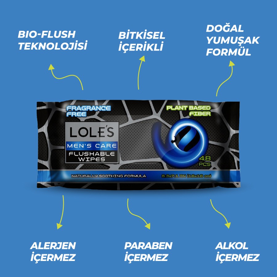 LOLE'S FLUSHABLE WIPES - For Men 48 Adet