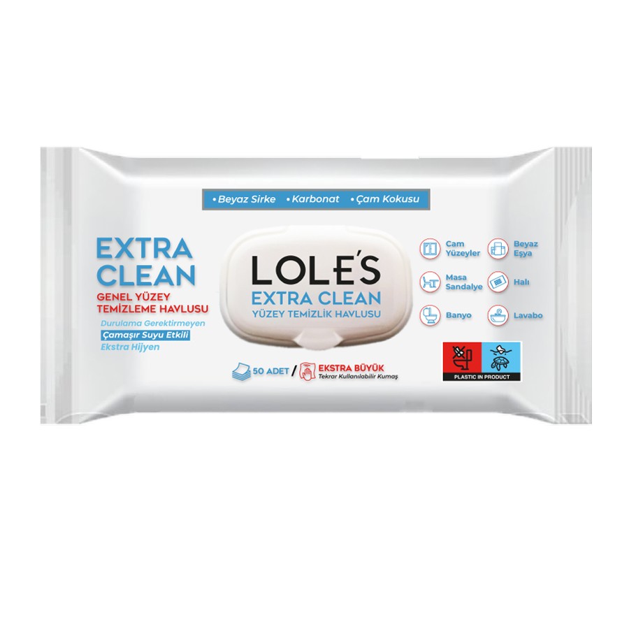 LOLE'S YÜZEY TEMİZLİK HAVLUSU - EXTRA CLEAN Çam Kokulu 50 Adet