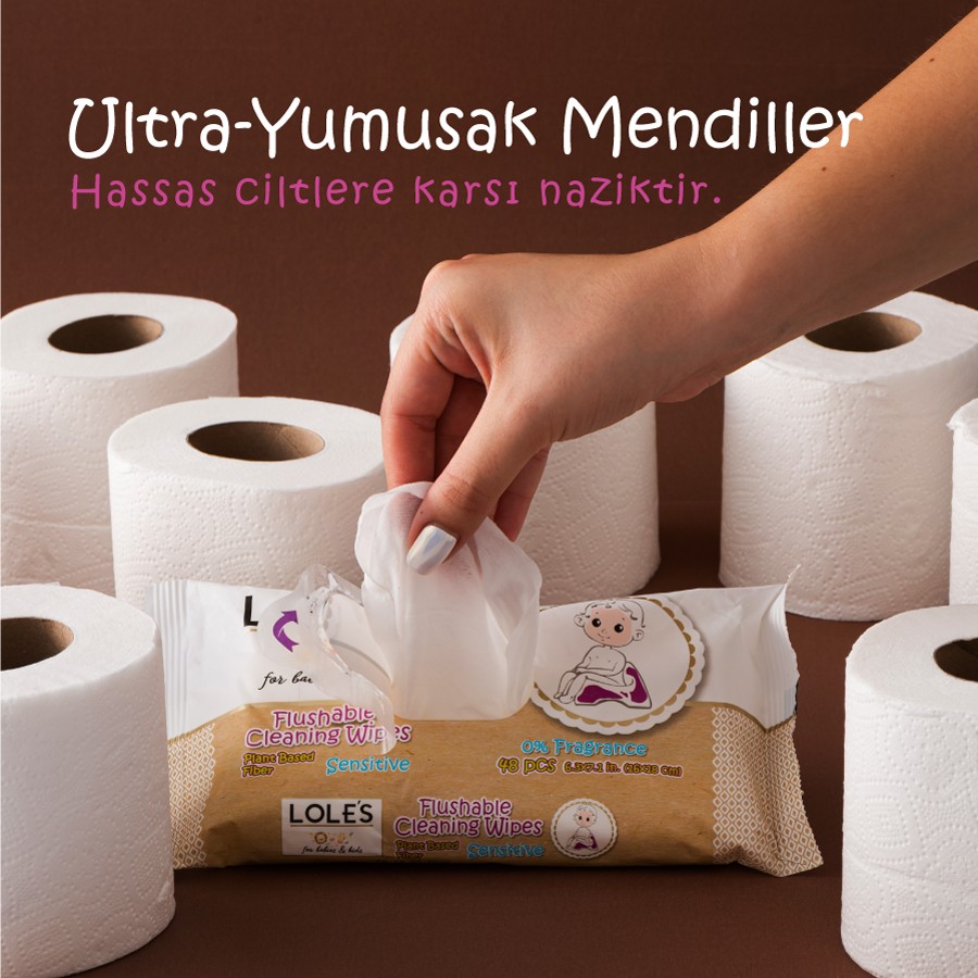 LOLE'S FLUSHABLE WIPES - BEBEK VE ÇOCUK 48 Adet