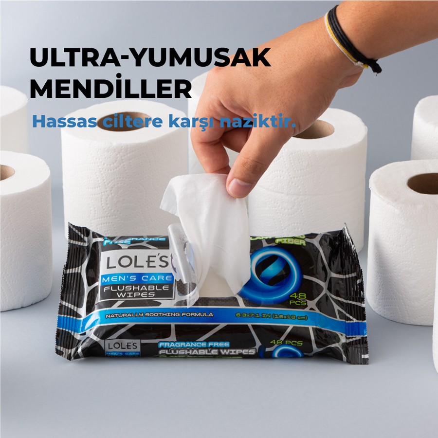 LOLE'S FLUSHABLE WIPES - For Men 48 Adet