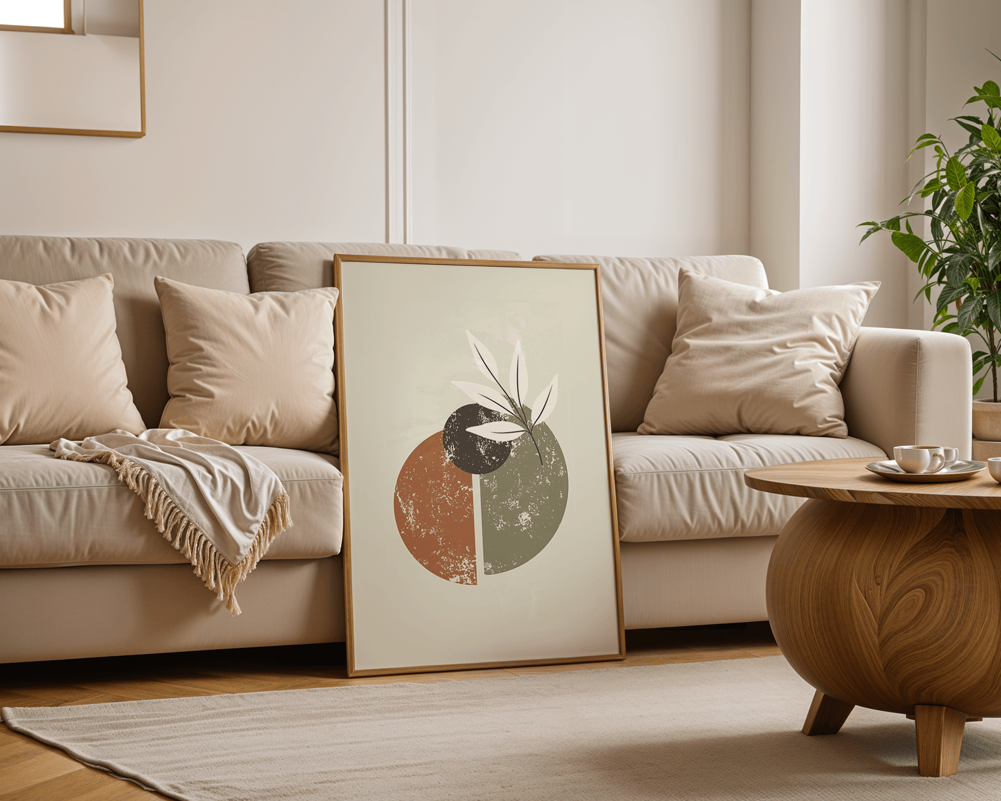 Pastel Tonlu Soyut Tasarım Ahşap Çerçeveli Dekoratif Tablo