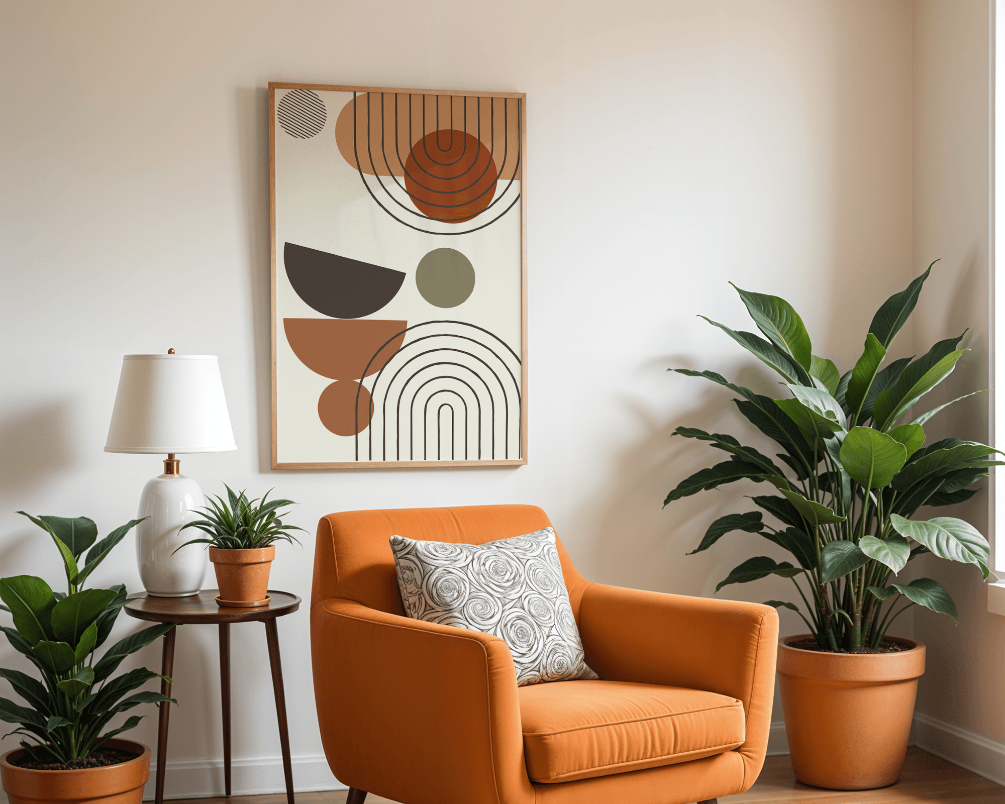 Minimalist Geometrik Şekiller, Ahşap Çerçeveli, Modern Duvar Tablosu