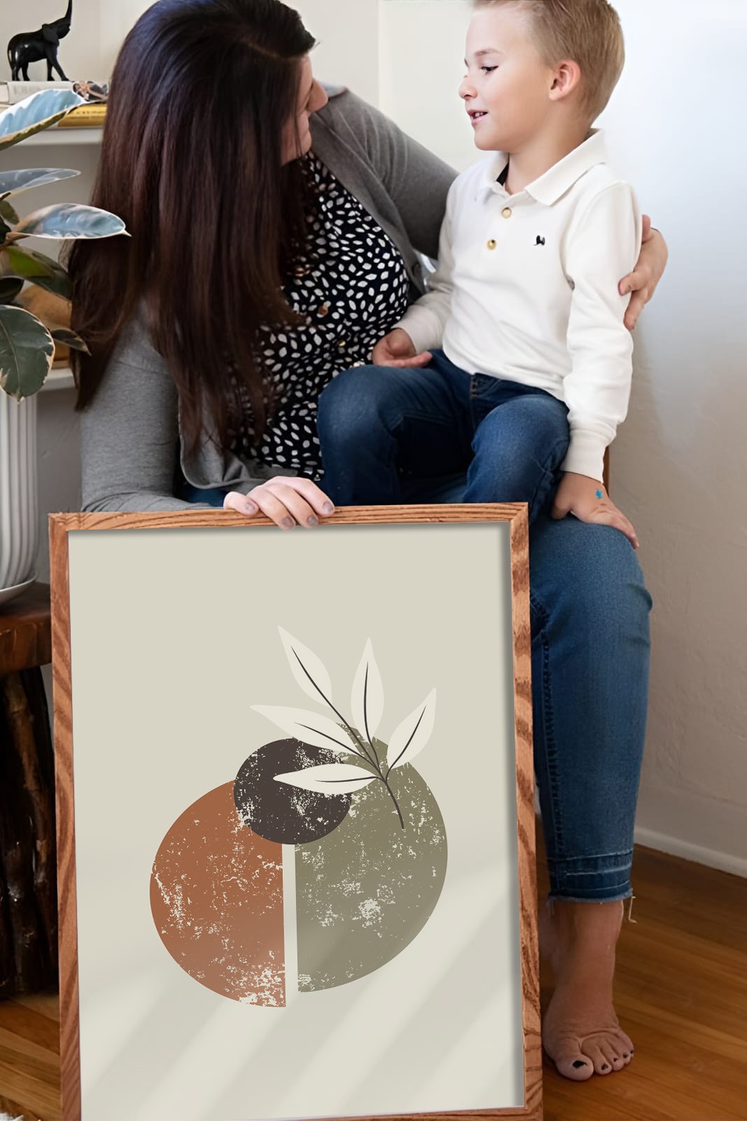Pastel Tonlu Soyut Tasarım Ahşap Çerçeveli Dekoratif Tablo