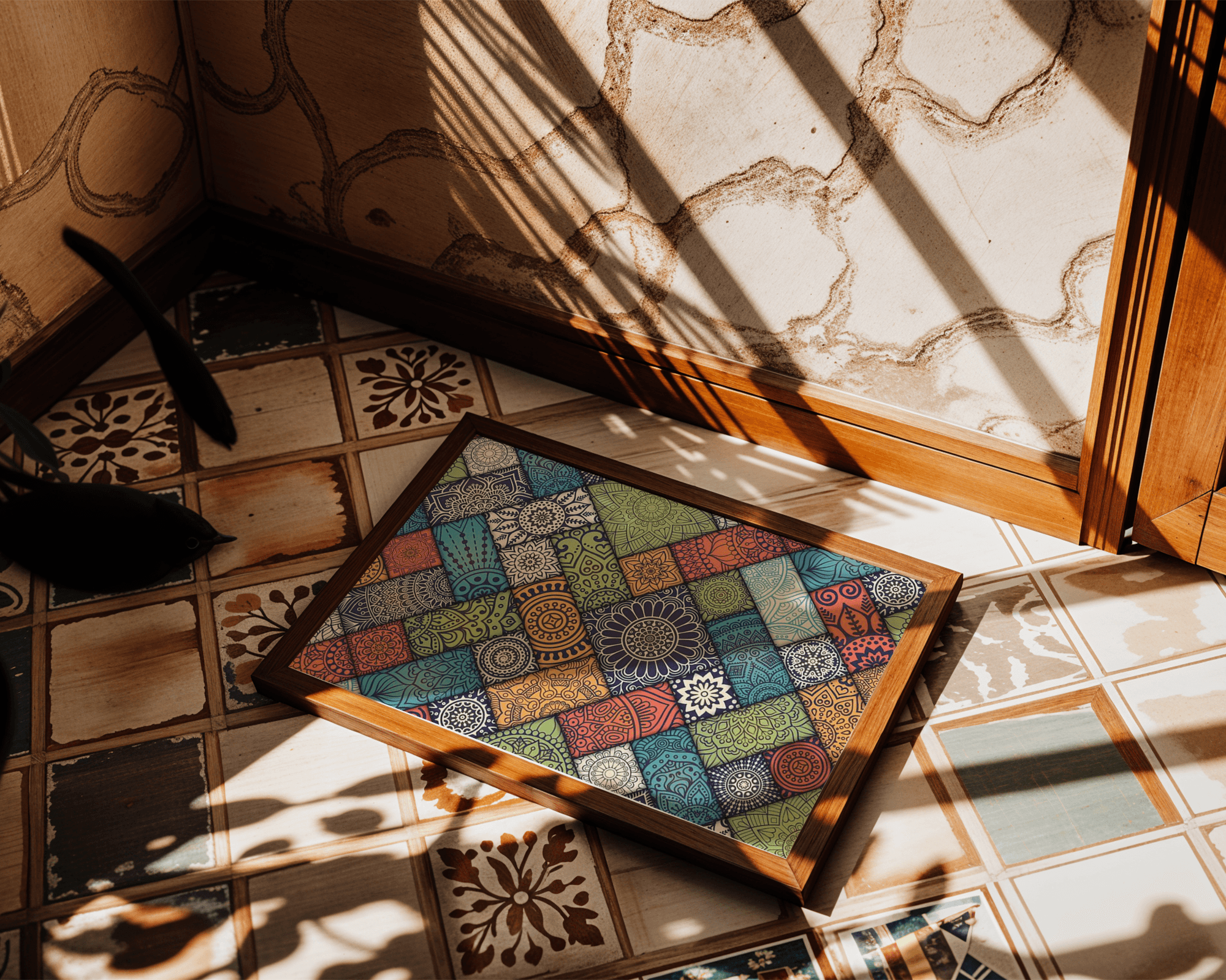 Mandala Desenli Renkli Duvar Tablosu