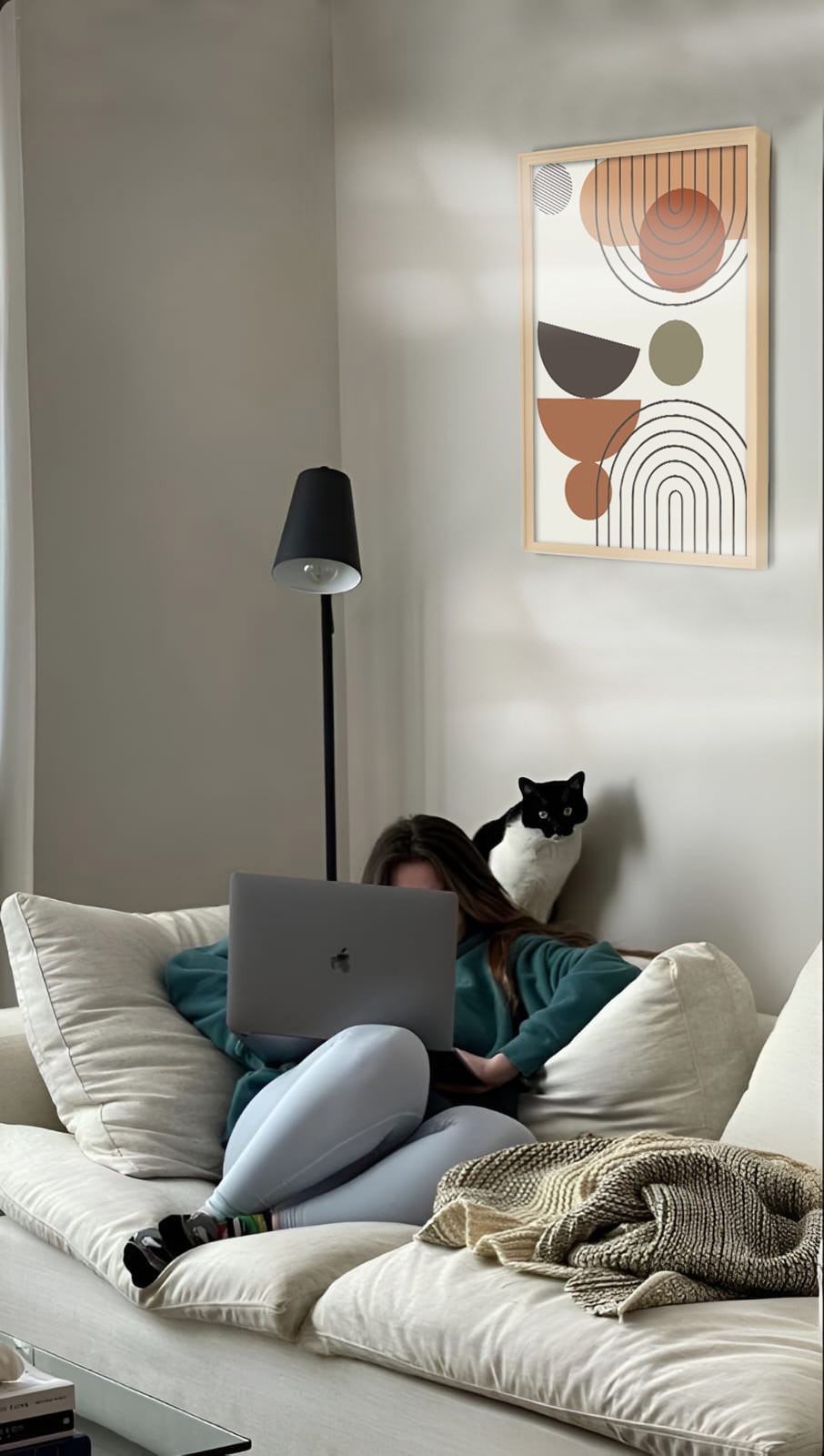 Minimalist Geometrik Şekiller, Ahşap Çerçeveli, Modern Duvar Tablosu