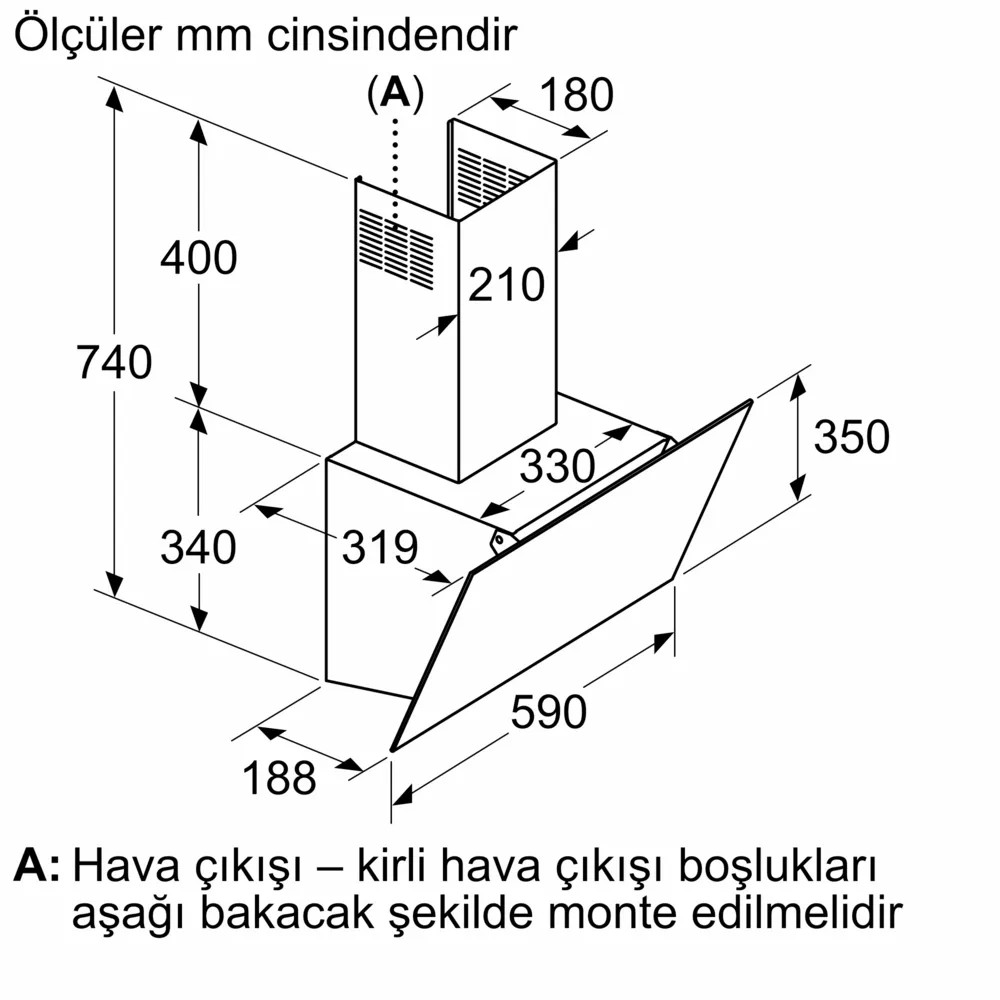 iQ100 LC63KPJ20T Duvar Tipi Davlumbaz Beyaz Cam Yüzey, Beyaz