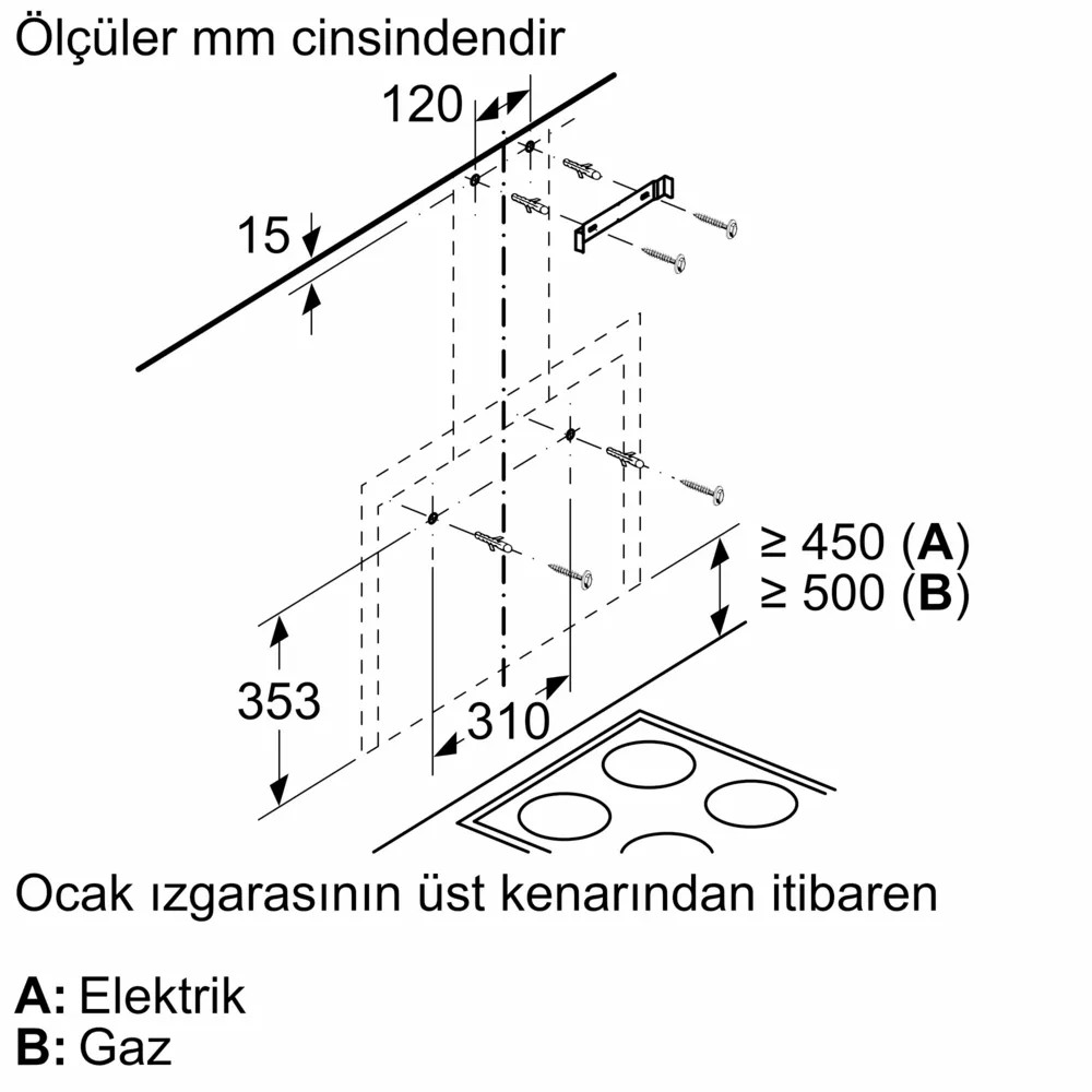 iQ300 LC65FCJ20T Duvar Tipi Davlumbaz 60 cm Beyaz Cam Yüzey, Beyaz