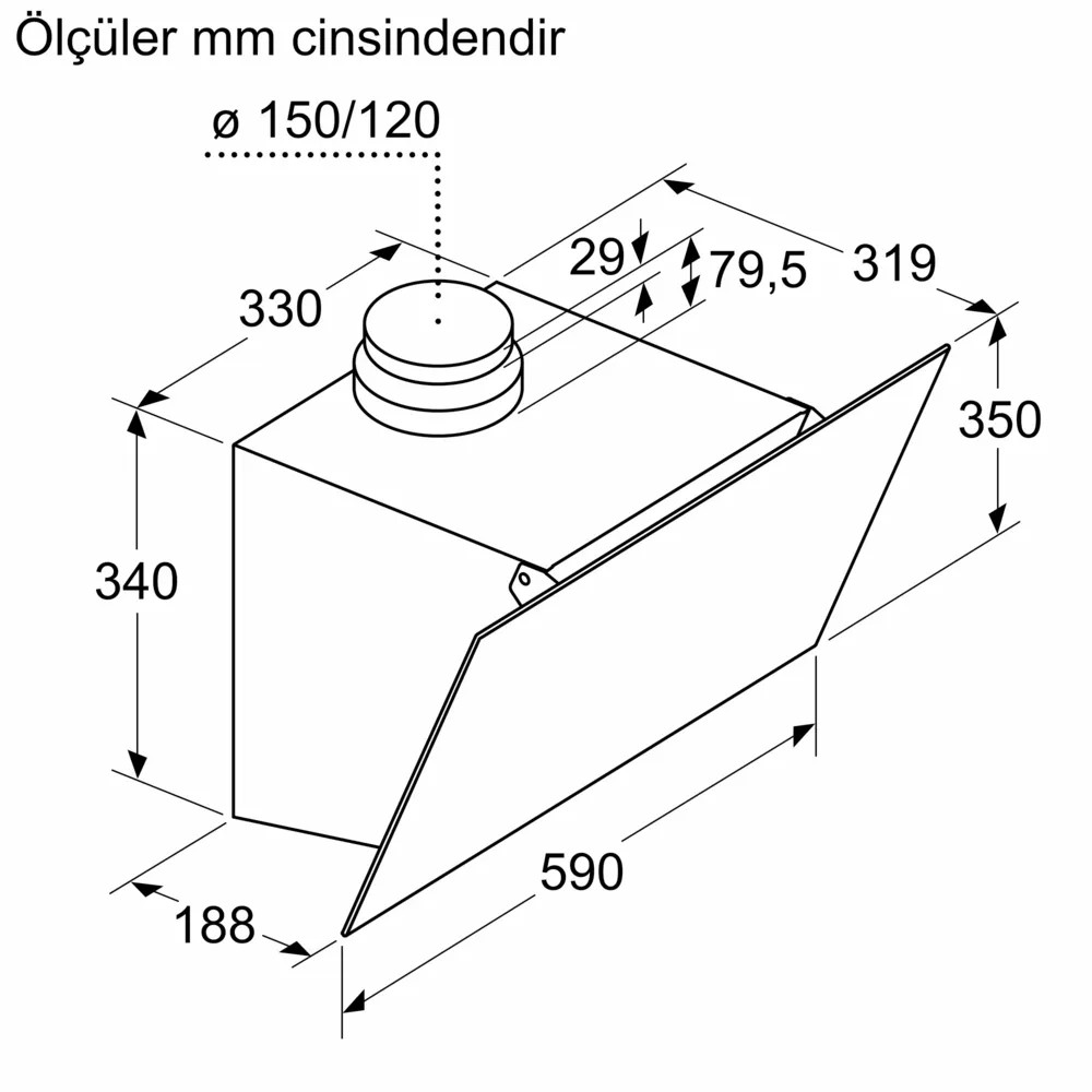 iQ100 LC63KPJ20T Duvar Tipi Davlumbaz Beyaz Cam Yüzey, Beyaz