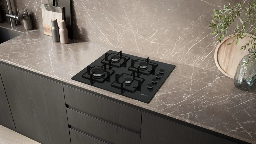 iQ300 EO6C6PP30O Gazlı Ocak 60 cm Sert cam, Siyah