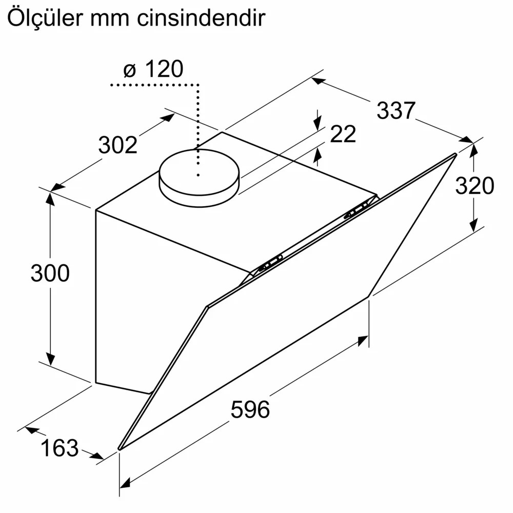 iQ100 LC64KPJ60T Duvar Tipi Davlumbaz 60 cm Siyah Cam, Siyah