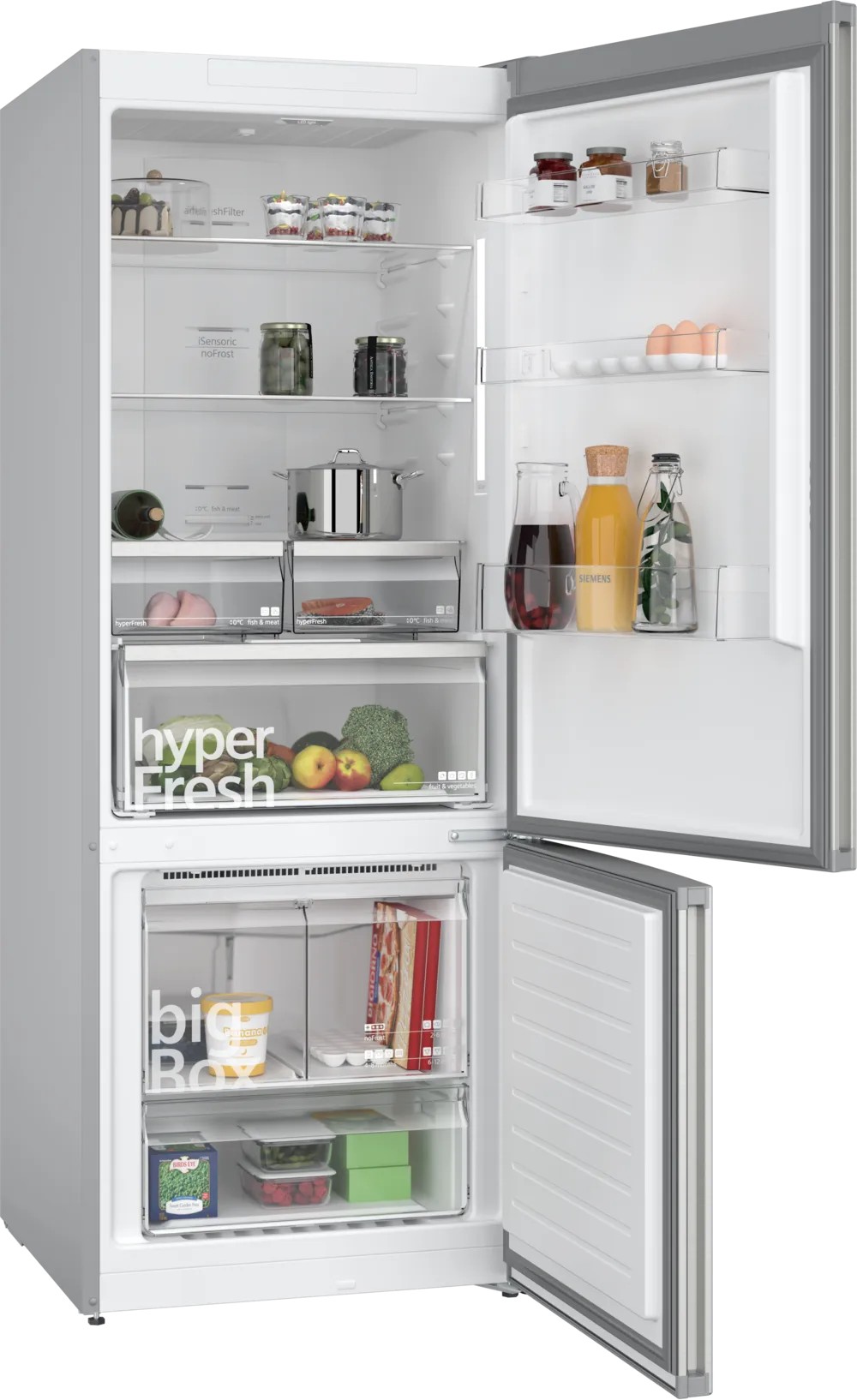 iQ300 KG55NCIE0N Alttan Donduruculu Buzdolabı 186 x 70 cm Kolay temizlenebilir Inox, Total noFrost