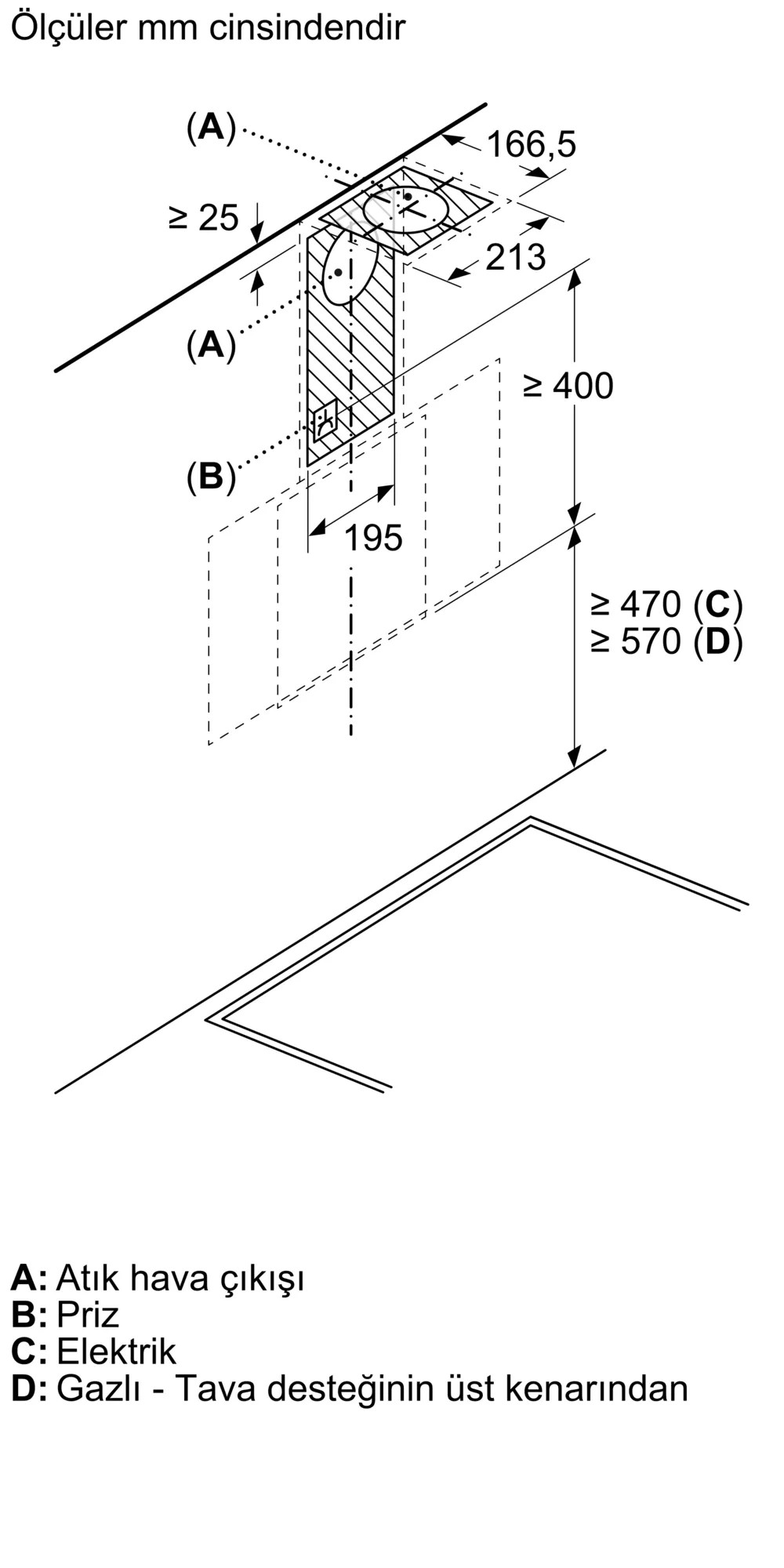 iQ100 LC64KPJ70T Duvar Tipi Davlumbaz 60 cm , Gri