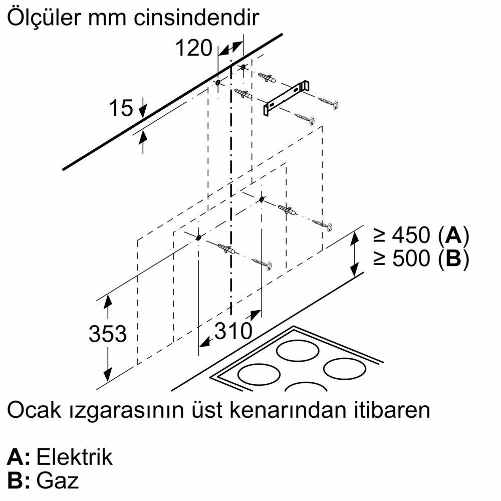 iQ300 LC95FCJ00T Duvar Tipi Davlumbaz 90 cm 