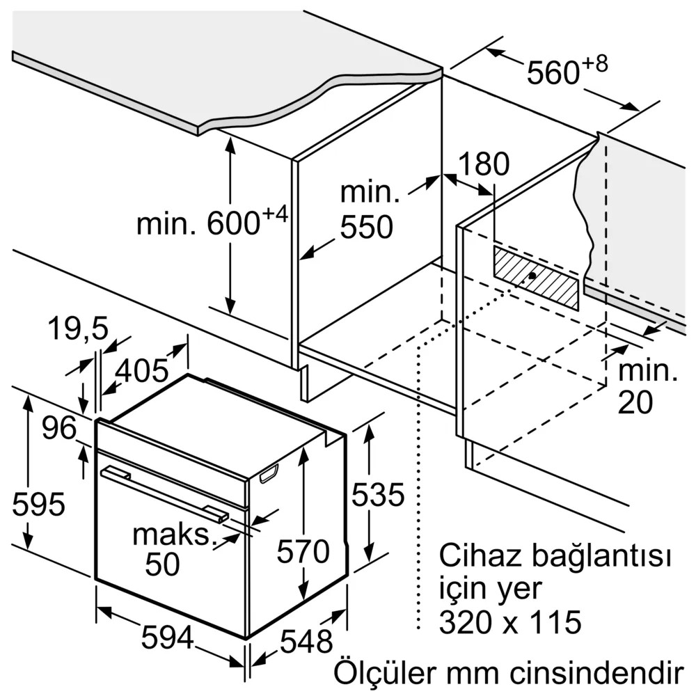 iQ500 HJ852GYB0T Ankastre Fırın 60 x 60 cm Siyah