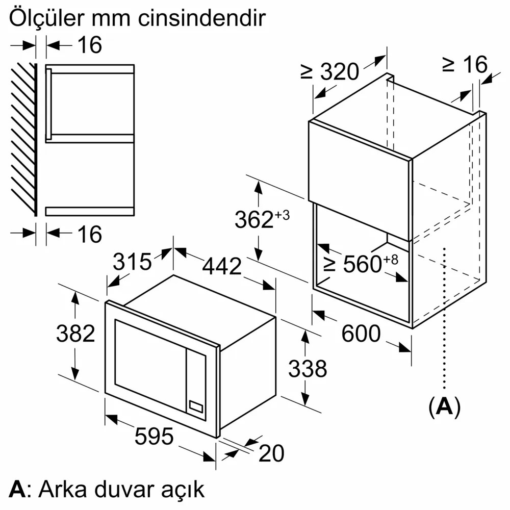 iQ300 BF623LMG3 Ankastre Mikrodalga Gümüş