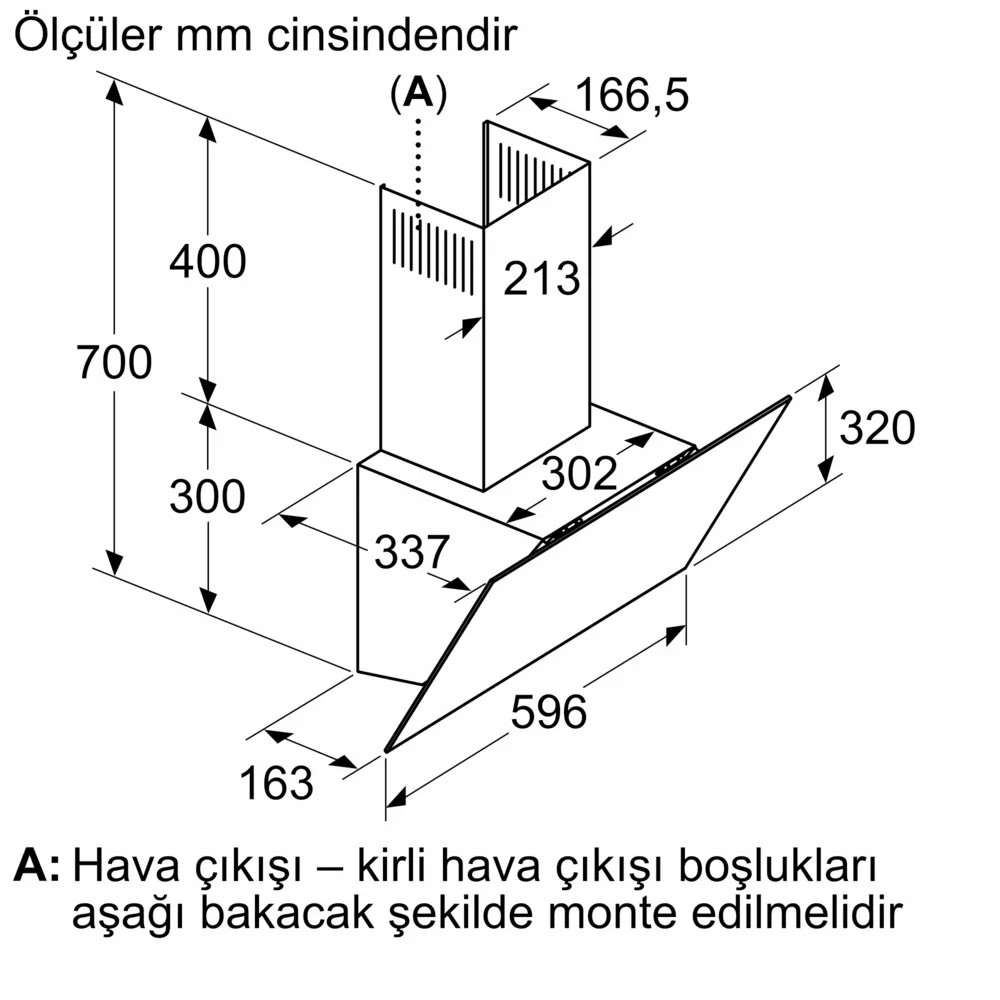 iQ100 LC64KPJ20T Duvar Tipi Davlumbaz 60 cm Beyaz Cam Yüzey, Beyaz