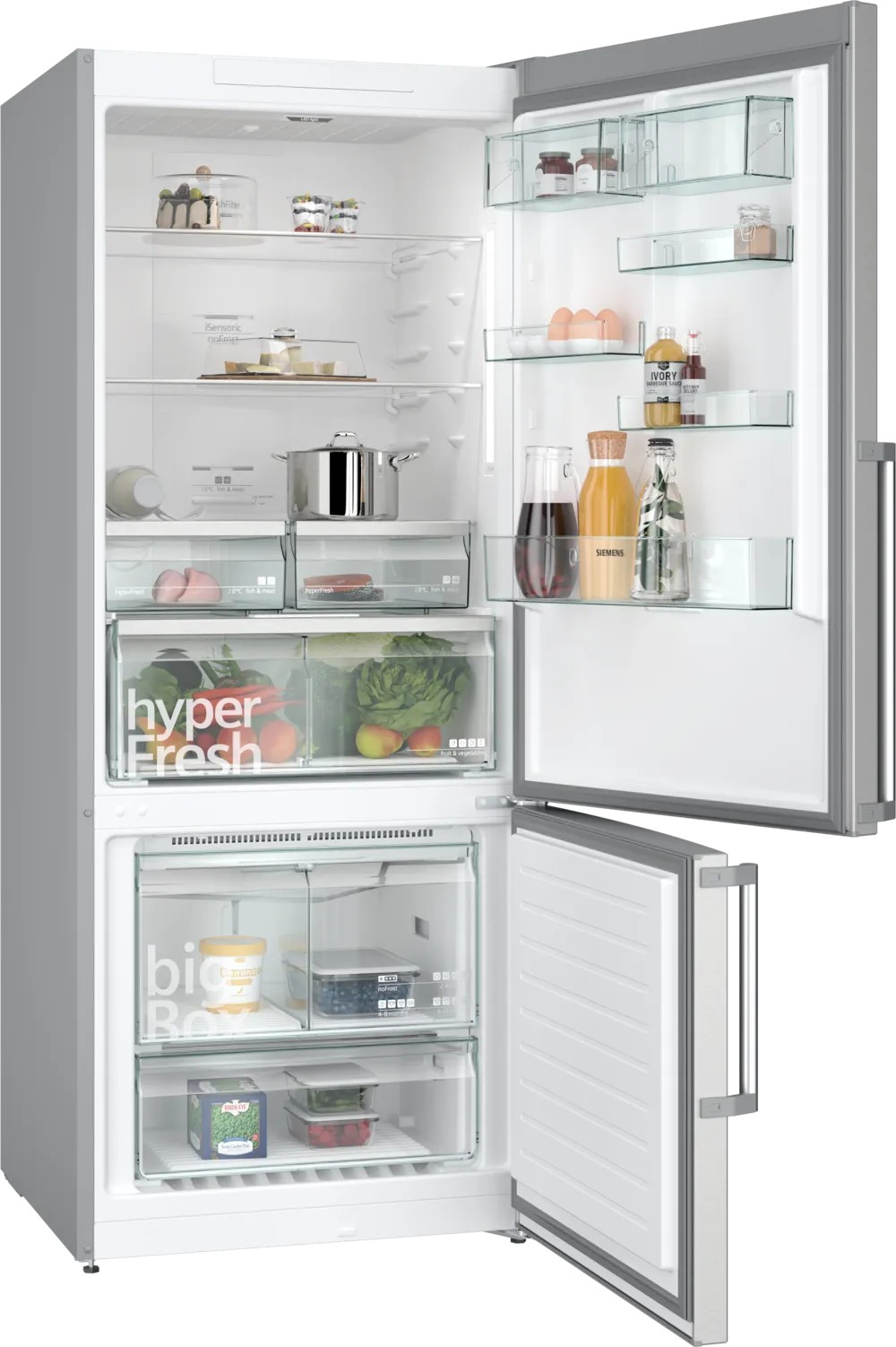 iQ500 KG76NCIE0N Alttan Donduruculu Buzdolabı 186 x 75 cm Kolay temizlenebilir Inox, Total noFrost