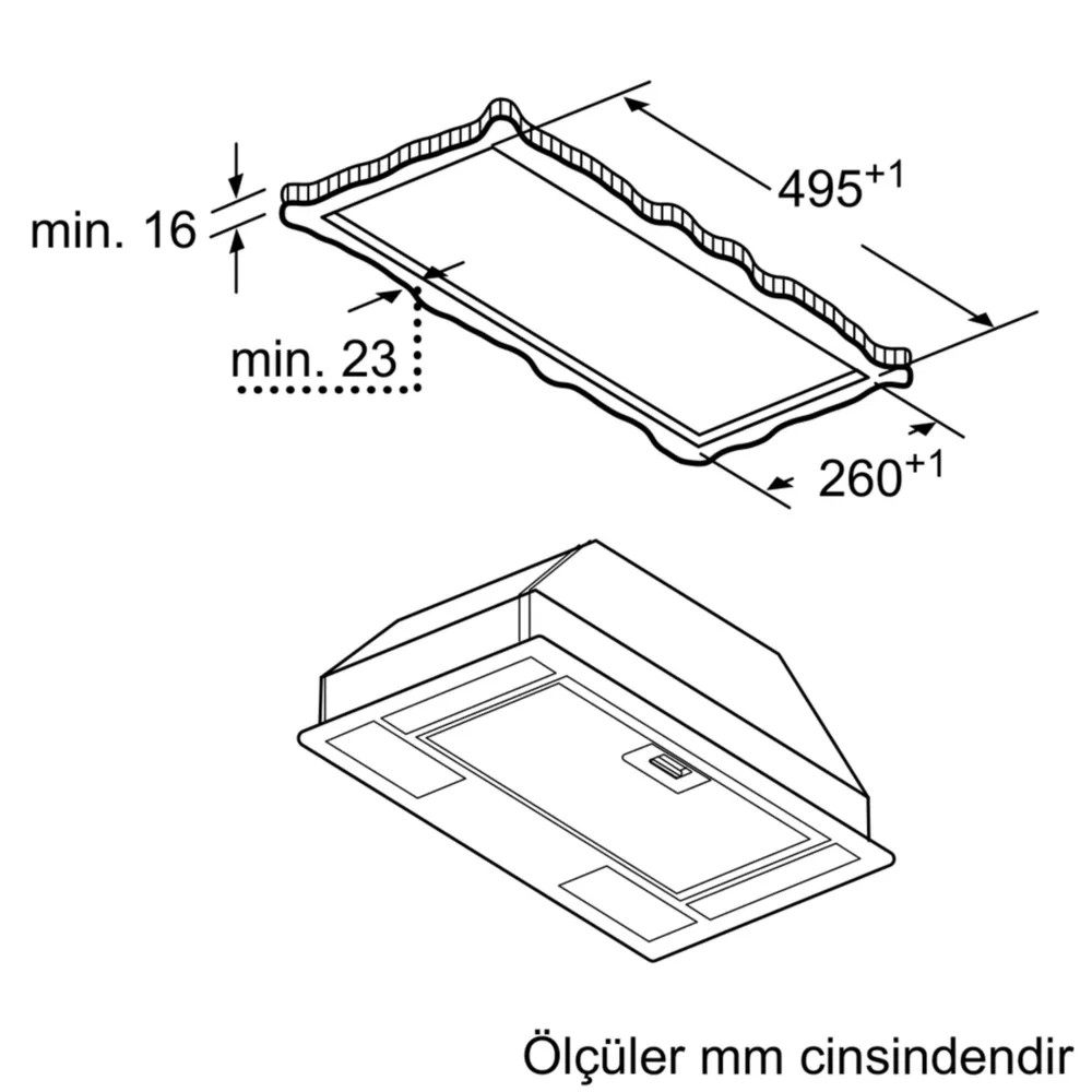 iQ100 LB53NAA30 Gömme Aspiratör 53 cm Antrasit